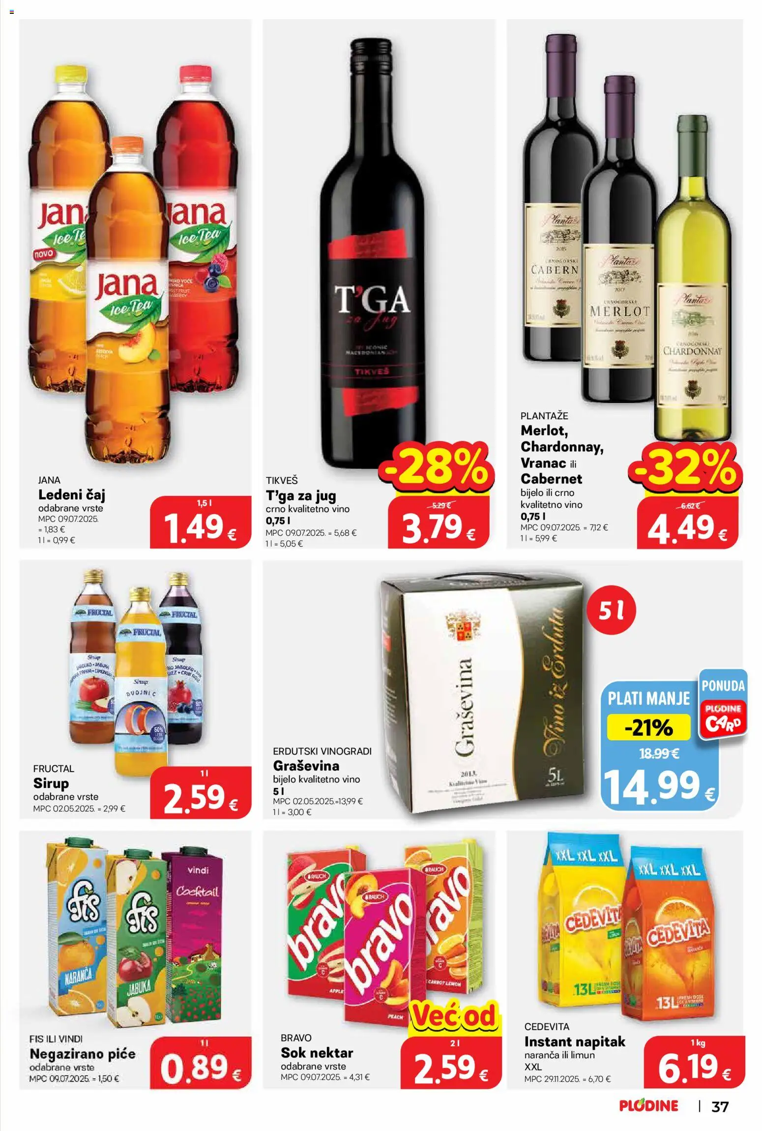 Plodine katalog | vrijedi od 22.04.2026 | Stranica: 37 | Proizvodi: Sok, Čaj, Voće, Limun