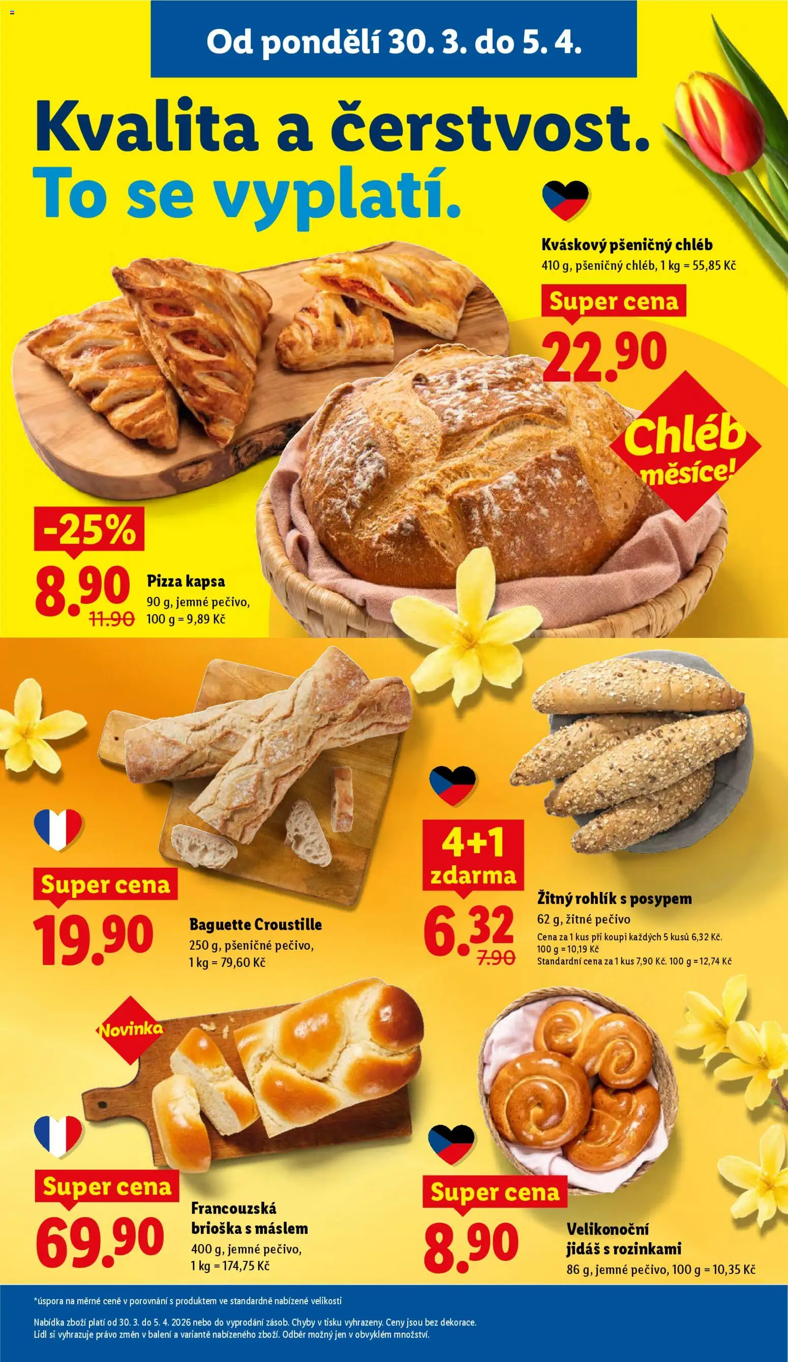 Lidl leták od 30.03.2026 | Strana: 7 | Produkty: Brioška, Chléb, Pizza, Rohlík