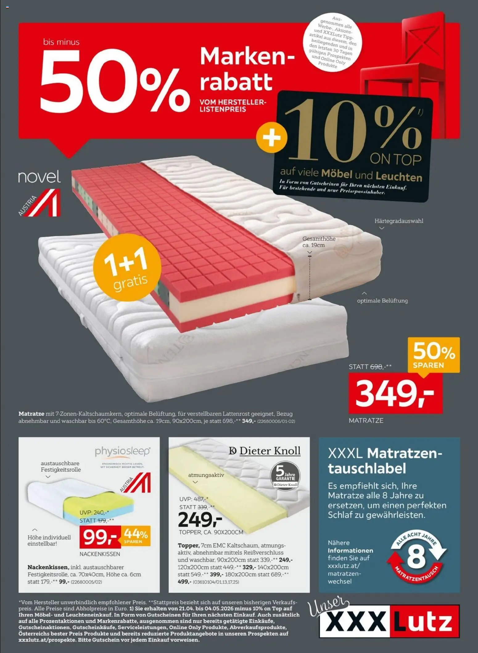 XXXLutz Marken - rabatt gültig ab 21.04.2026 | Seite: 1 | Produkte: Matratze, Lattenrost