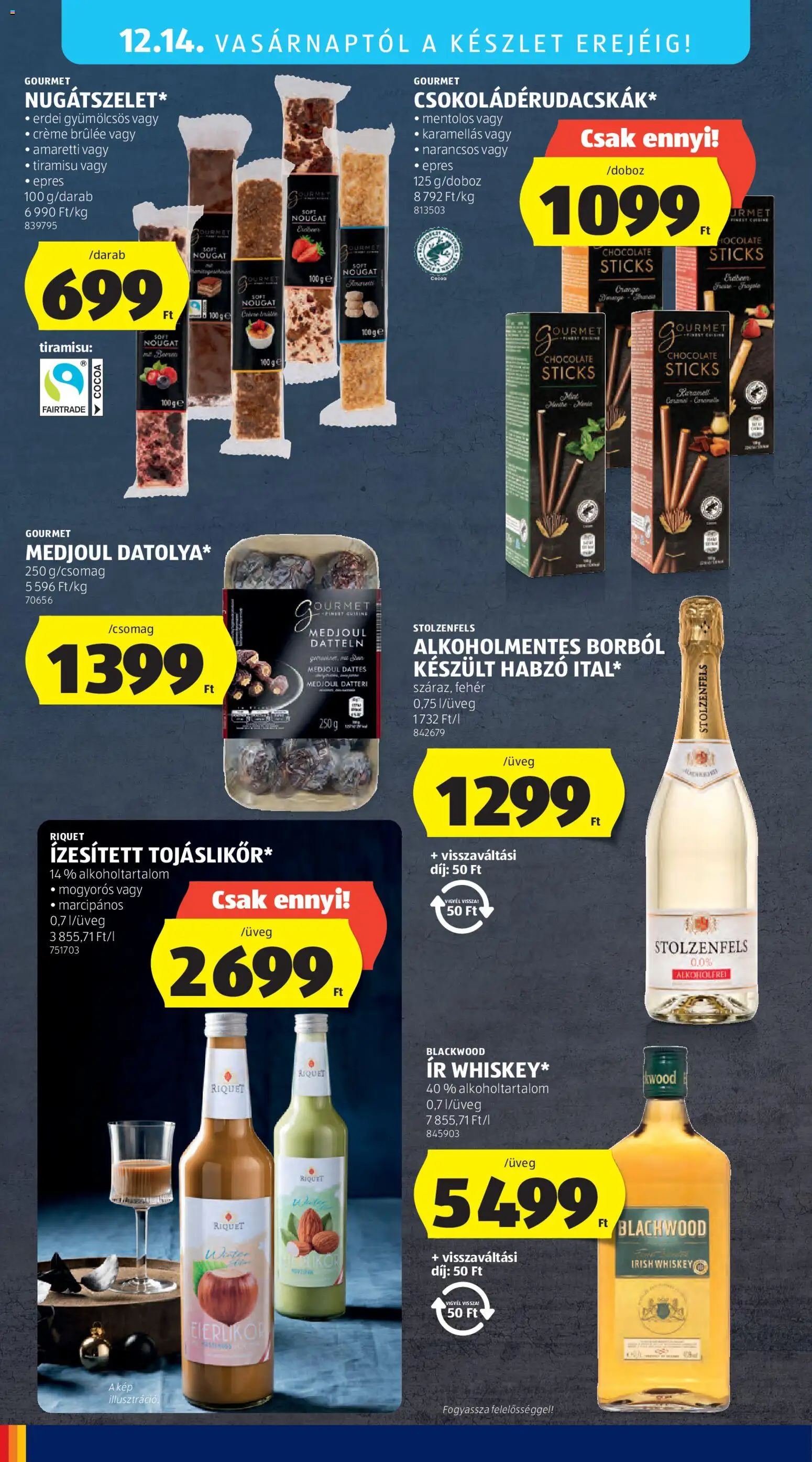 Aldi akciós ujság - amely érvényes a következő dátumtól: 11.12.2025 | Oldal: 56 | Termékek: Tiramisu, Whiskey, Irish whiskey