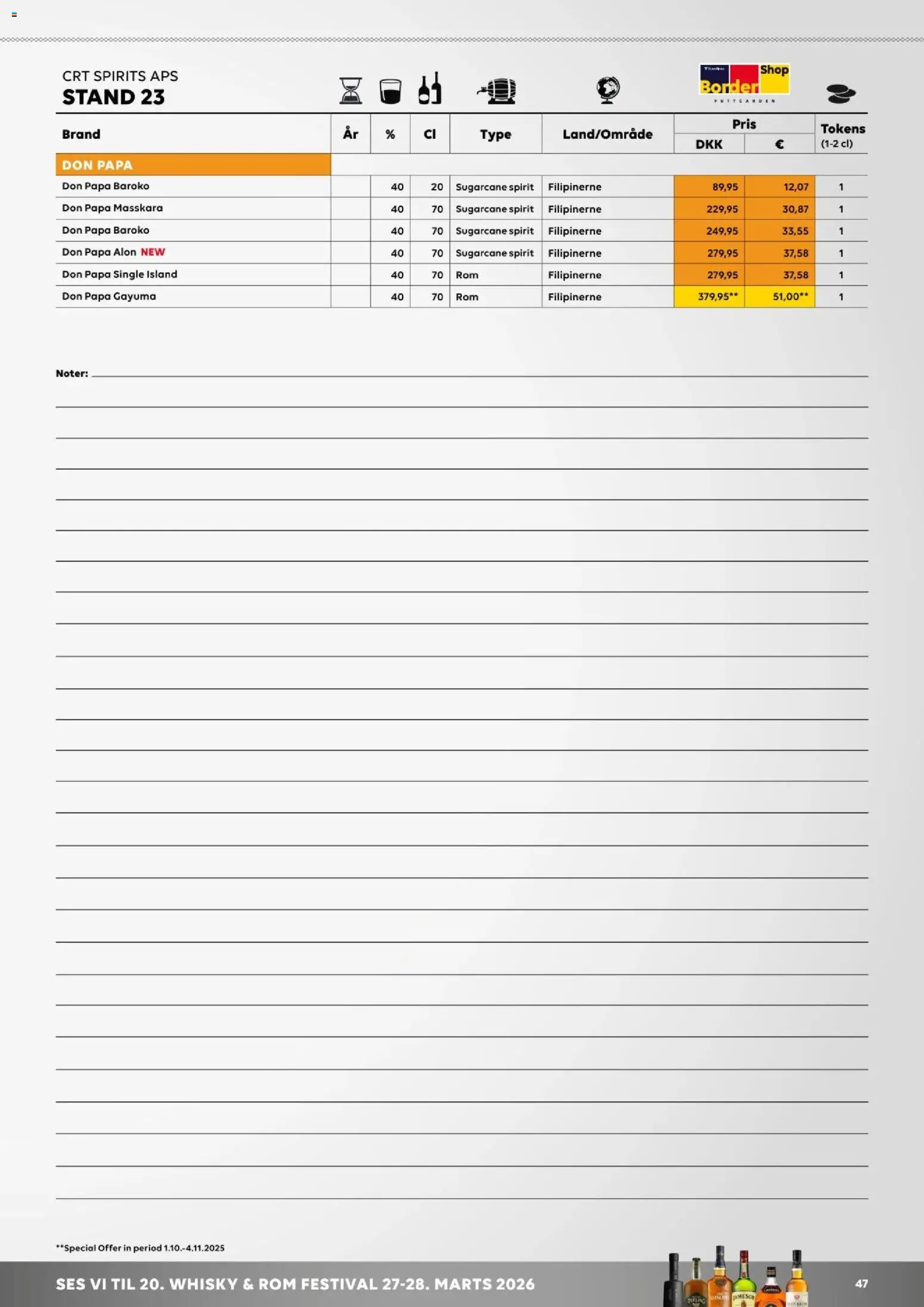 Bordershop tilbudsavis – gyldig fra 30.10.2025 | Side: 47 | Produkter: Whisky, Rom