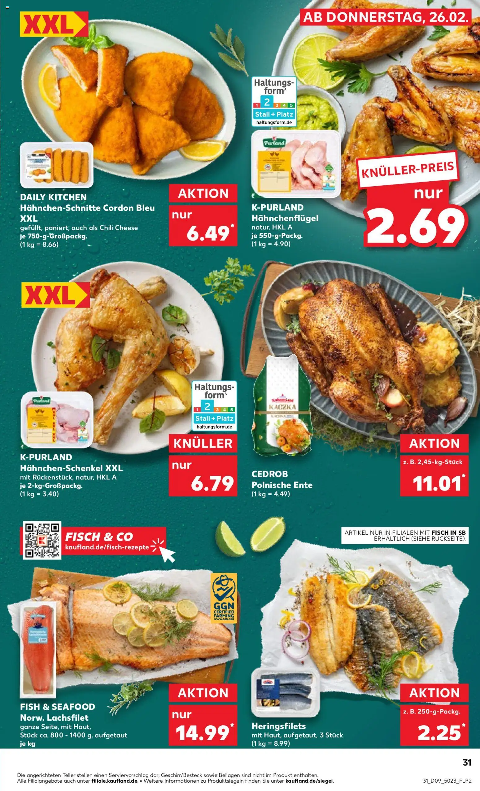 Kaufland prospekt Völklingen	 – gültig ab 26.02.2026 | Seite: 31 | Produkte: Hahnchenschenkel, Fisch, Chili, Ente