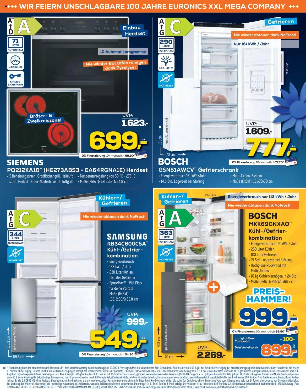 Euronics Prospekt 	 – gültig ab 10.09.2025 | Seite: 10 | Produkte: Bosch, Siemens, Gefrierschrank, Samsung