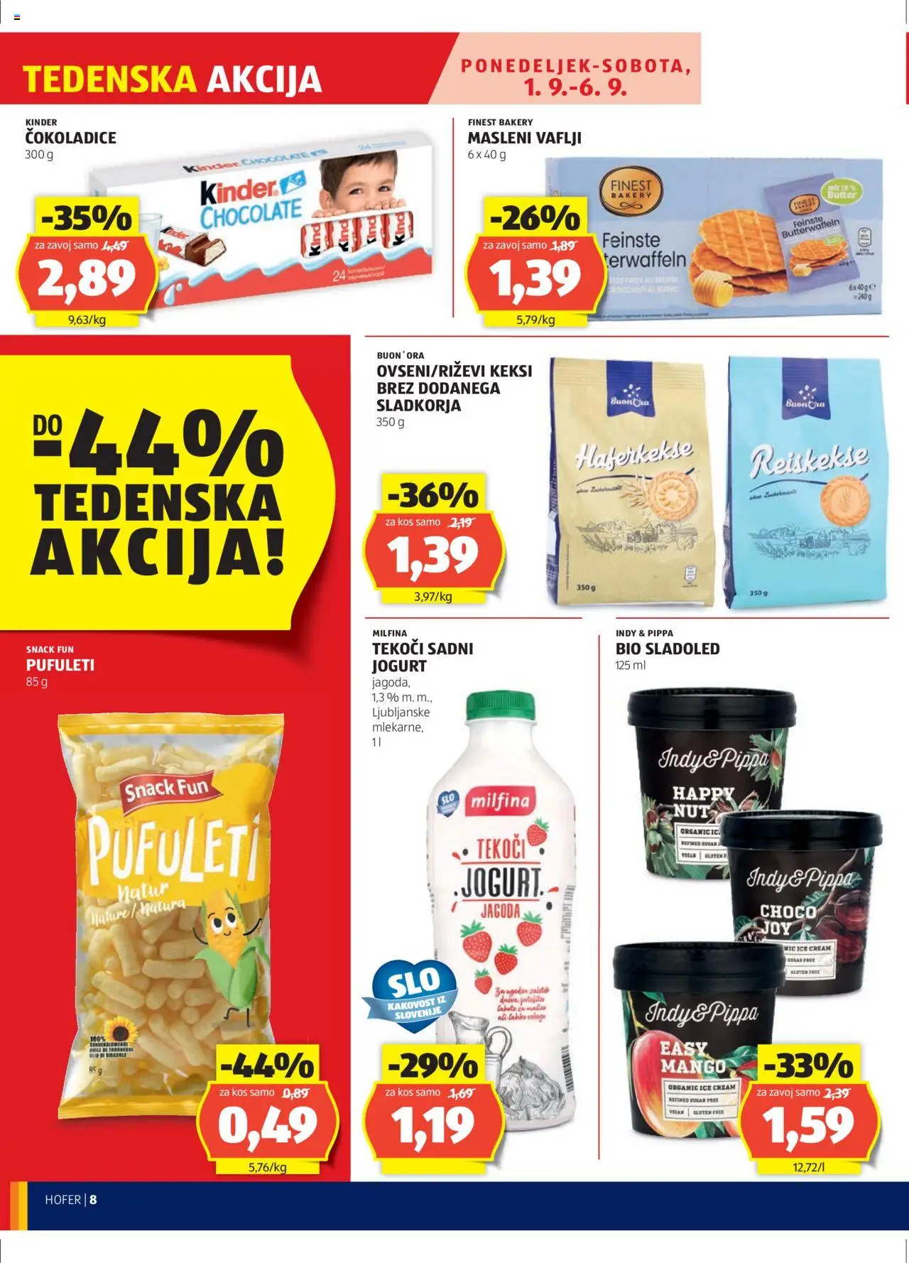 Hofer SI katalog | vrijedi od 28.08.2025 | Stranica: 8 | Proizvodi: Keksi, Jogurt, Sladoled, Mango