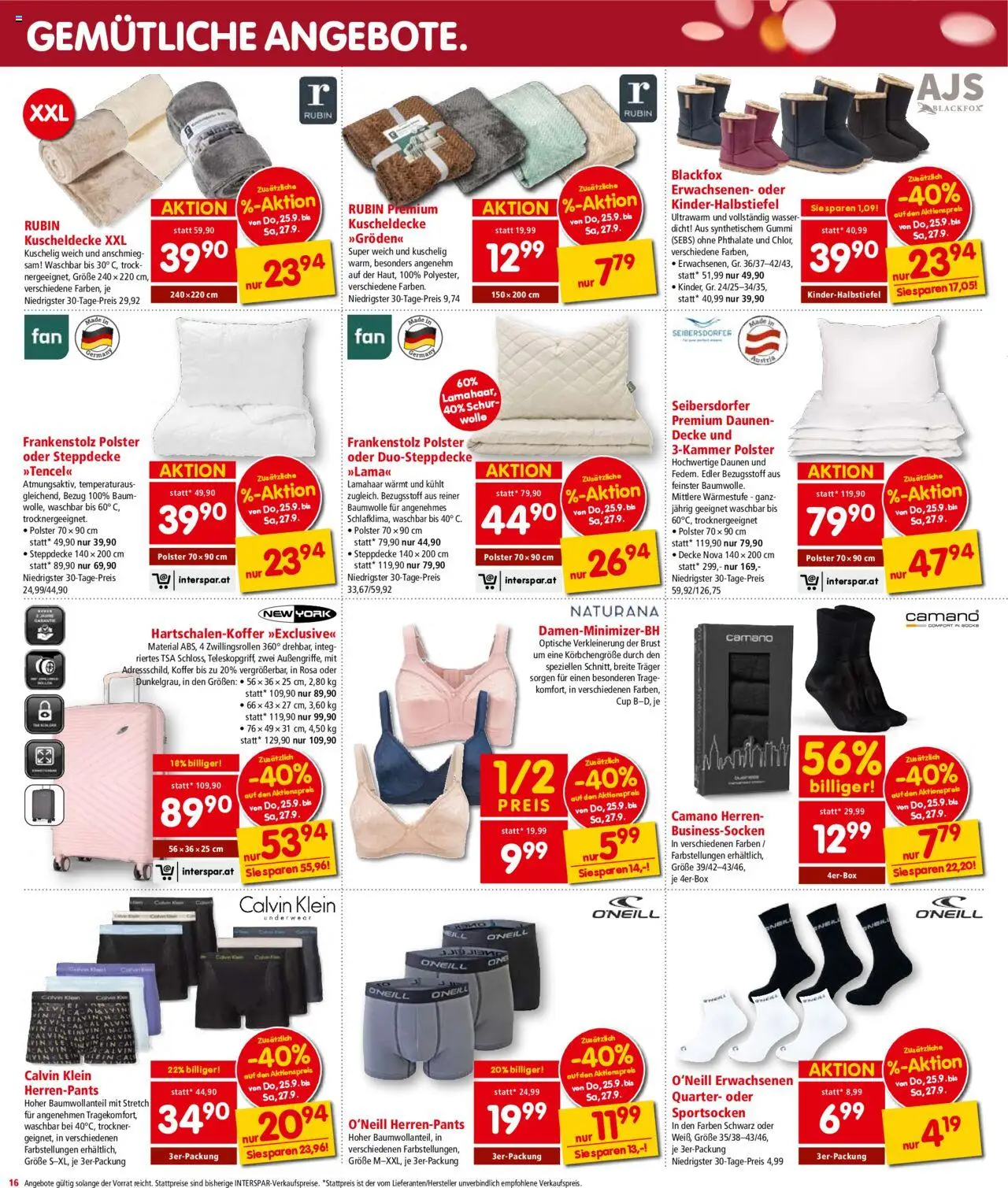 Interspar Flugblatt - Wien gültig ab 25.09.2025 | Seite: 18 | Produkte: Wasser, Koffer, Trockner, Decke
