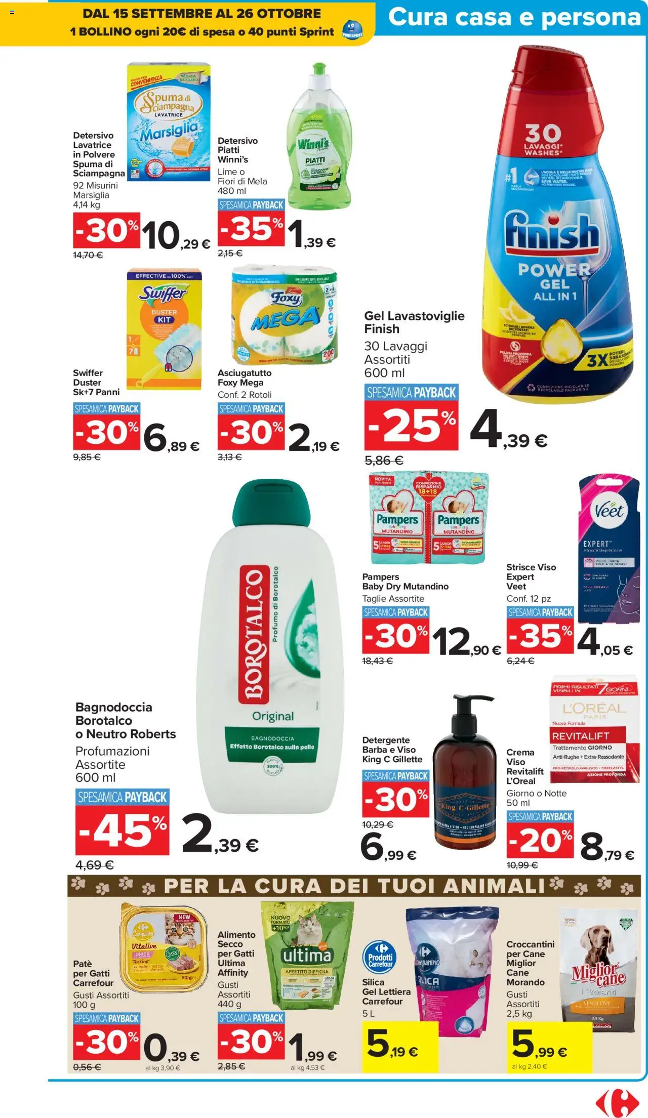 Volantino Carrefour del 10.10.2025 | Pagina: 19 | Prodotti: Detersivo in polvere, Detergente, Crema viso, Lavastoviglie
