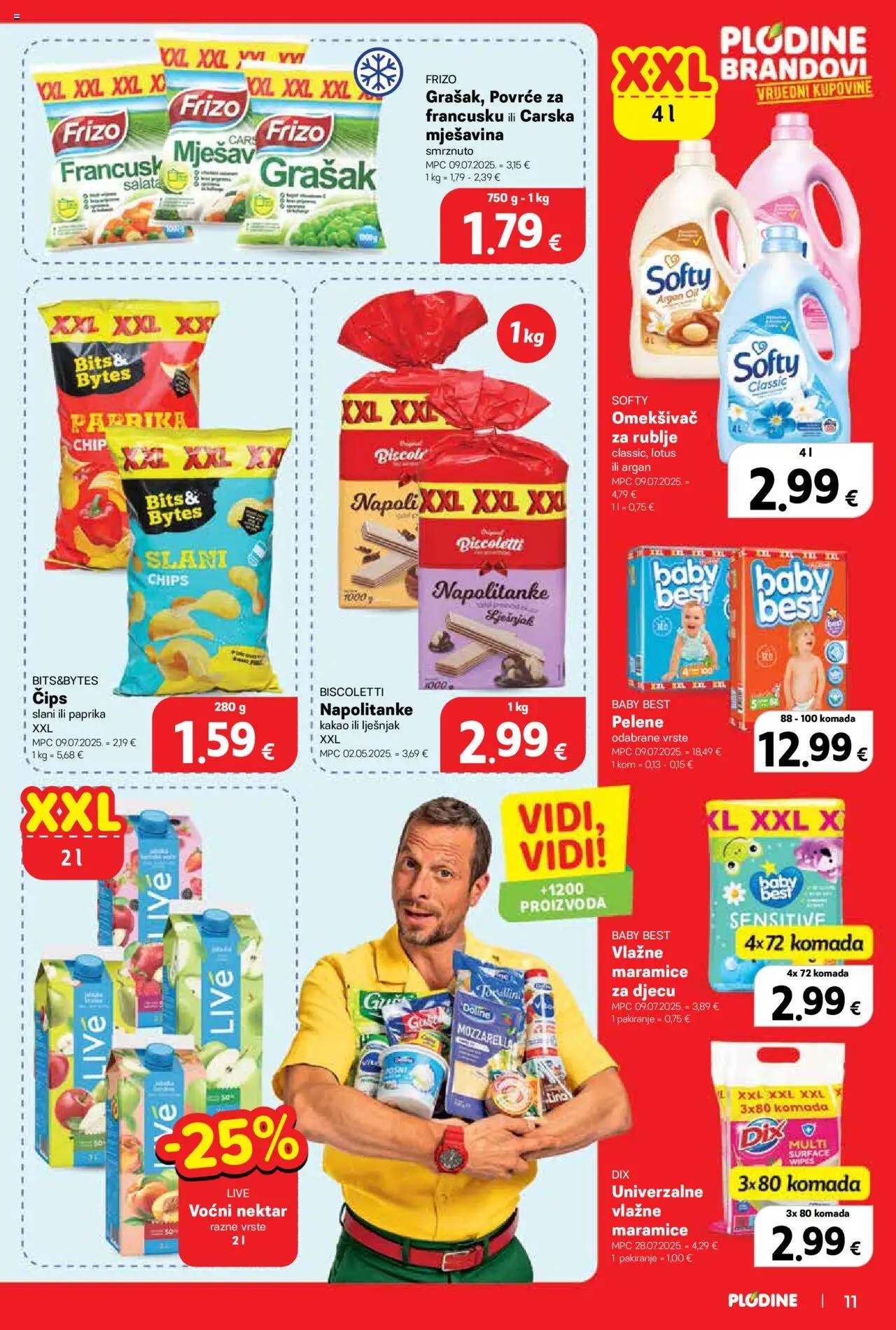 Plodine katalog | vrijedi od 17.09.2025 | Stranica: 11 | Proizvodi: Mozzarella, Omekšivač, Povrće, Napolitanke