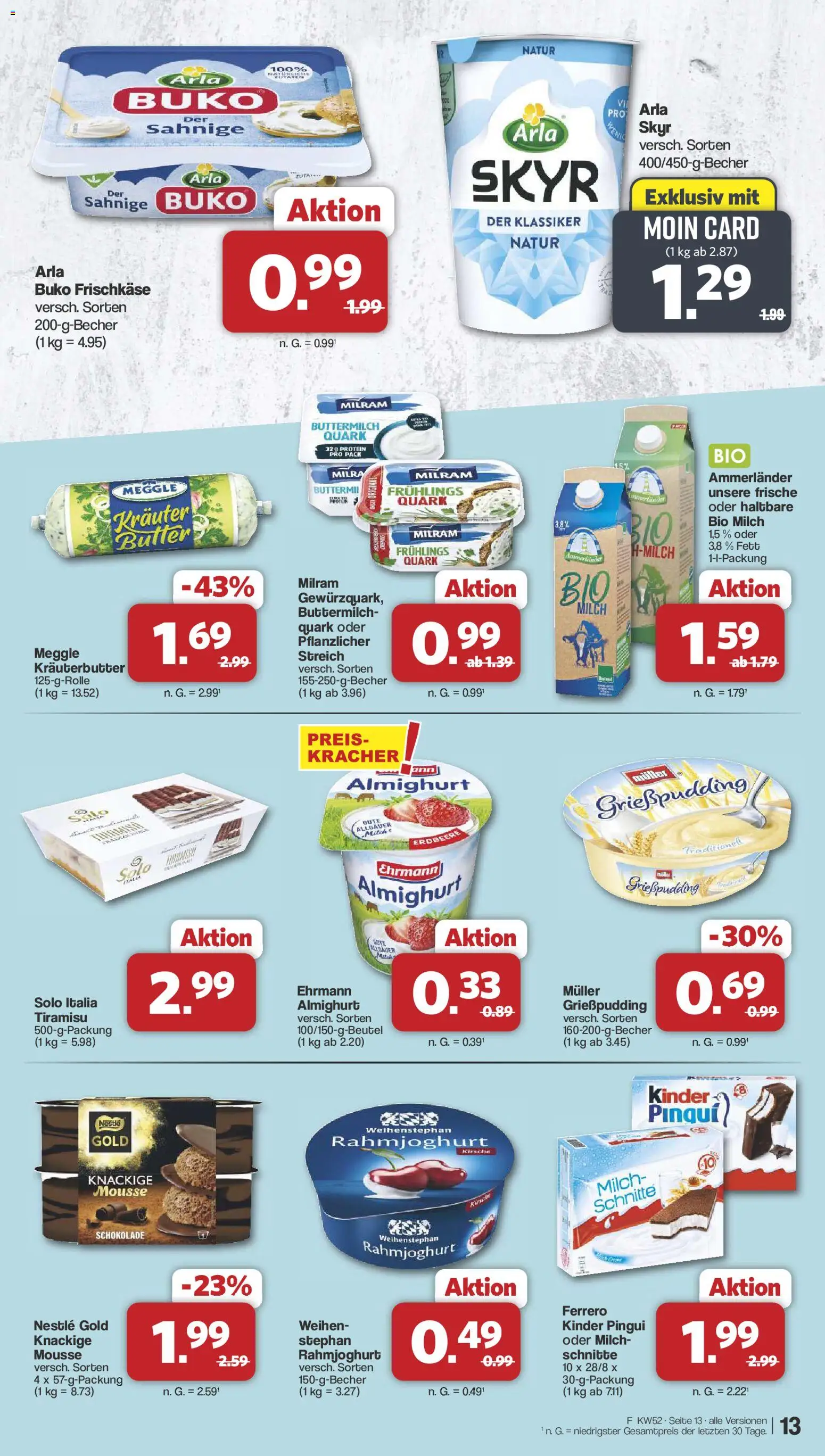 Famila Nordwest Prospekt 	 – gültig ab 22.12.2025 | Seite: 13 | Produkte: Ehrmann almighurt, Butter, Schokolade, Milram