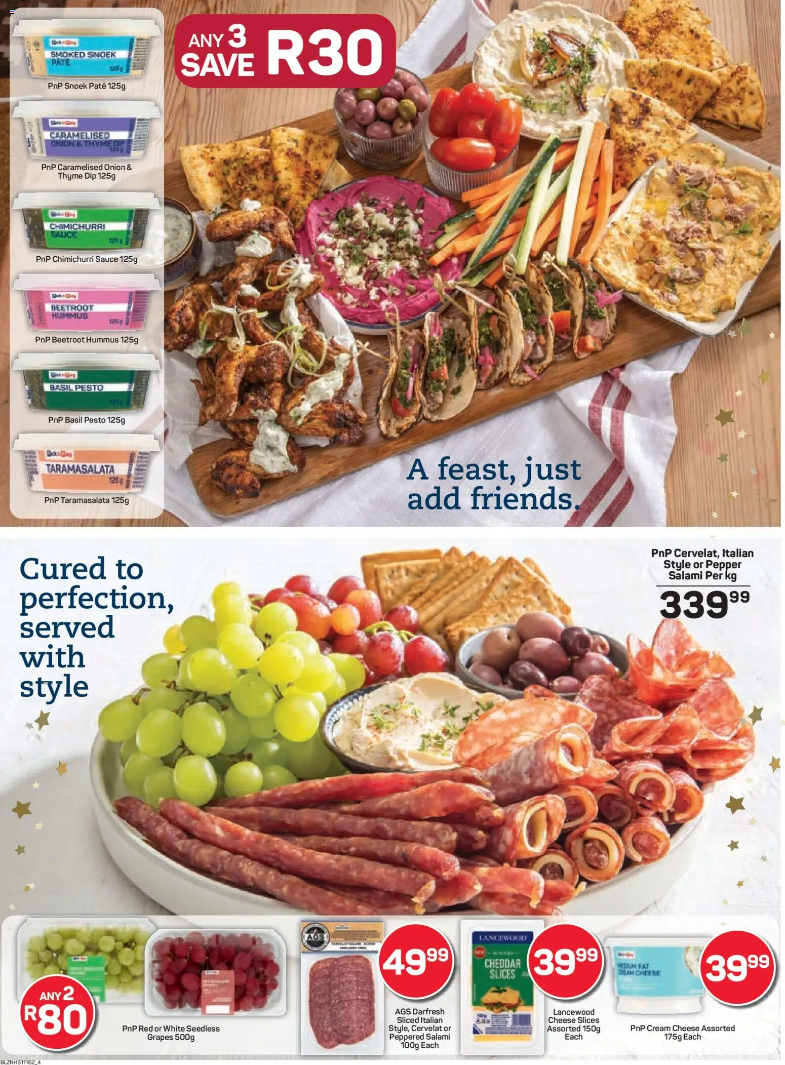 New Pick n Pay catalogue – valid from 24.11.2025 | Page: 4 | Products: Cheese, Sauce, Pepper, Grapes