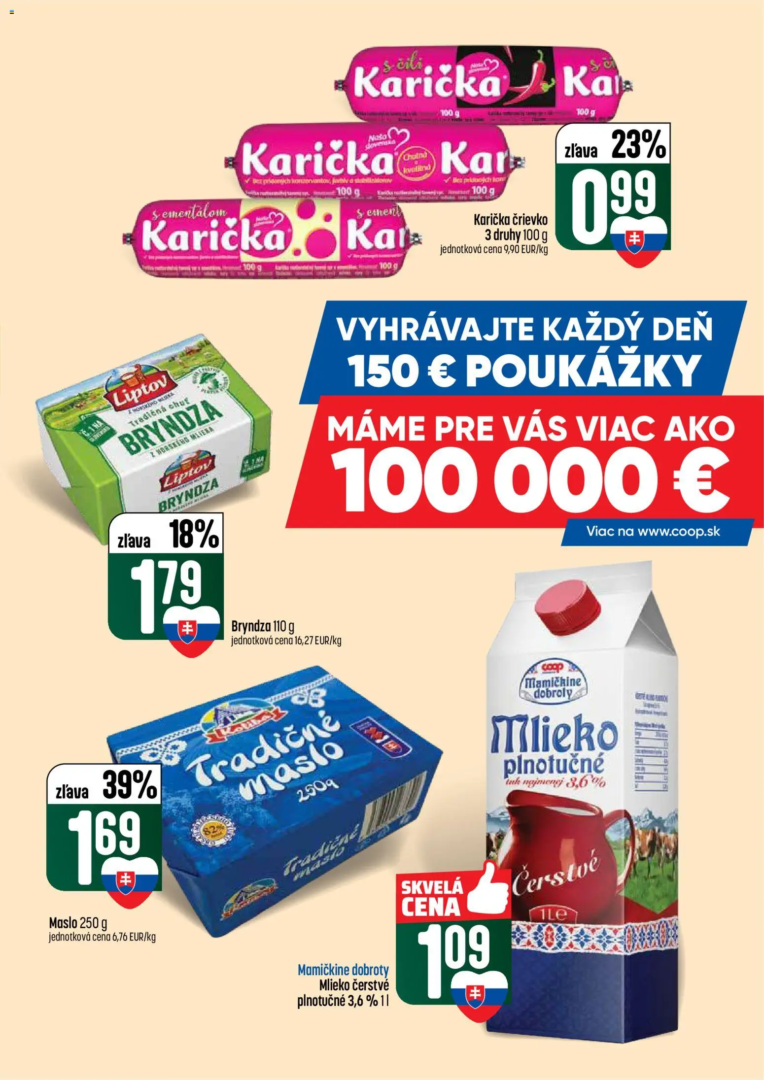 Nové COOP Jednota akcie – leták je platný od 09.04.2026 | Strana: 7 | Produkty: Maslo, Mlieko, Bryndza