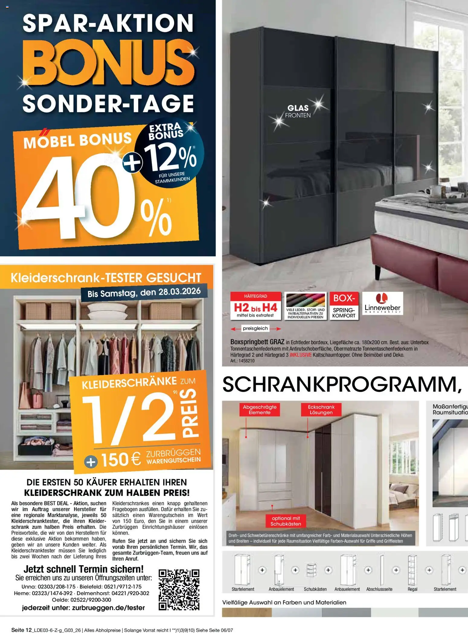 Zurbrüggen Bonus Sonder-Tage – gültig ab 15.03.2026 | Seite: 26 | Produkte: Kleiderschrank, Boxspringbett, Schrank, Box