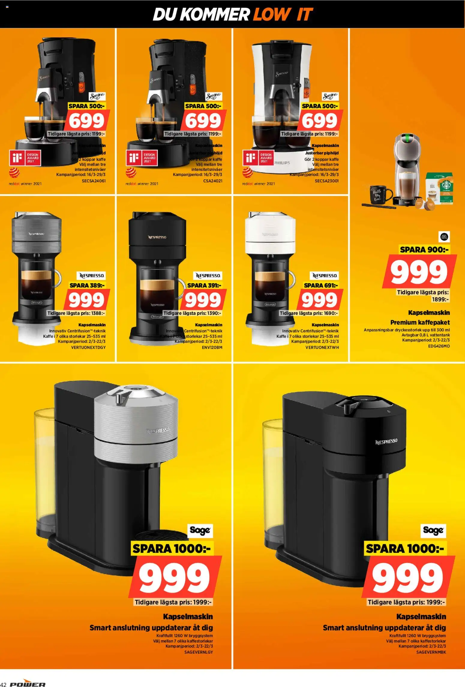 Power reklamblad aktuell från 02.03.2026 | Sida: 42 | Produkter: Kaffe, Kapselmaskin