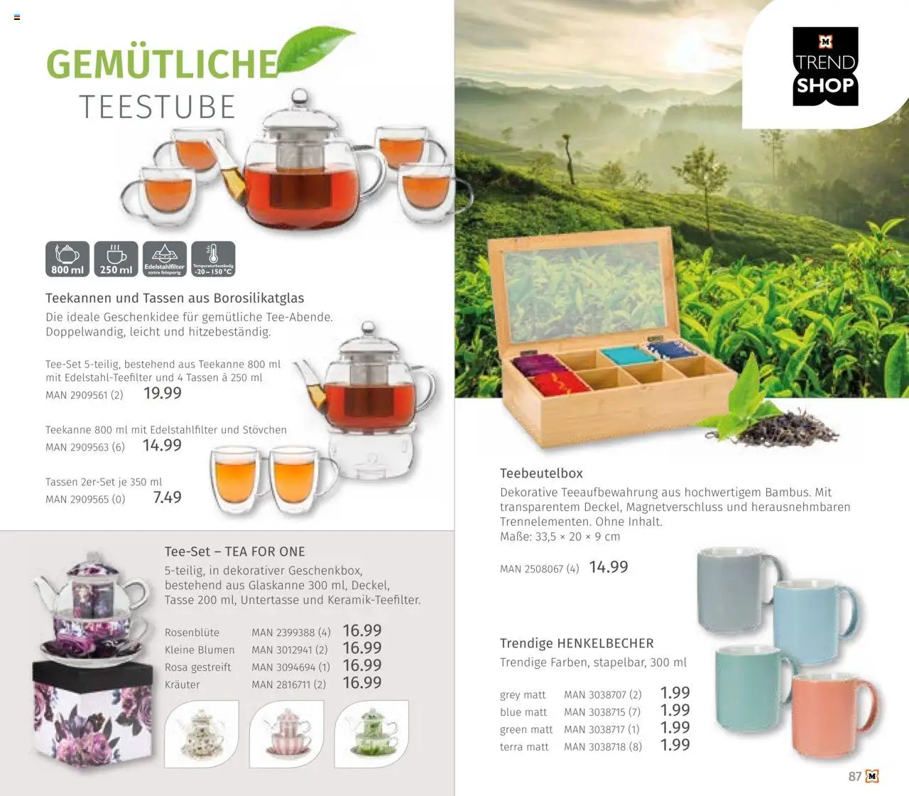 Müller Haushaltskatalog – gültig ab 03.10.2025 | Seite: 87 | Produkte: Box, Blumen, Teekanne