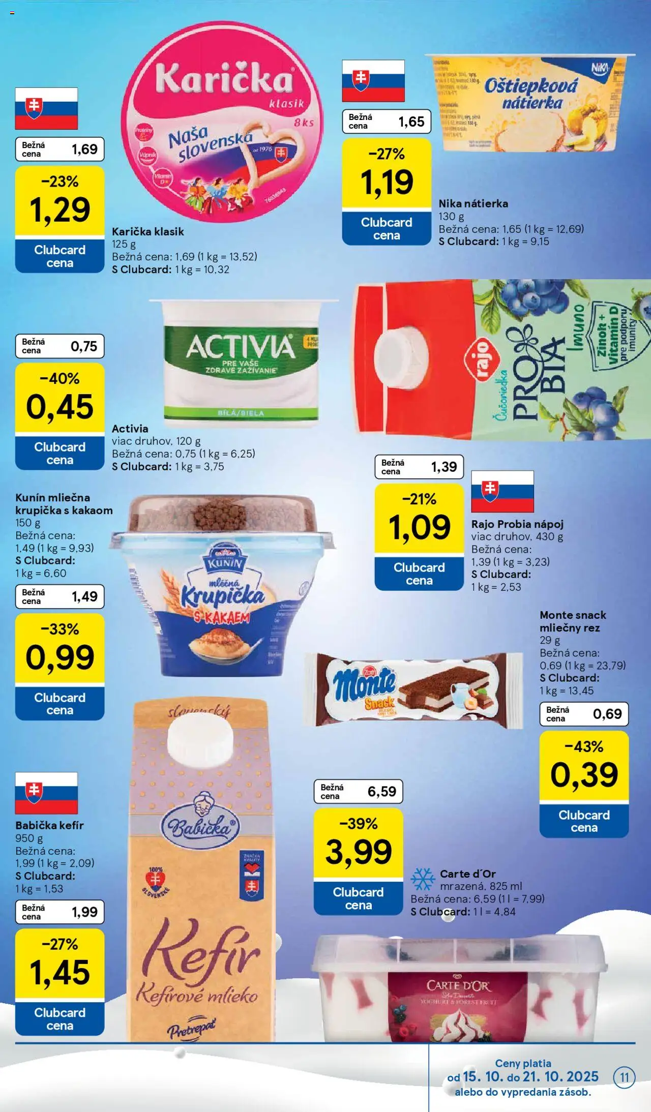 Nové Tesco akcie – leták je platný od 15.10.2025 | Strana: 11 | Produkty: Mlieko
