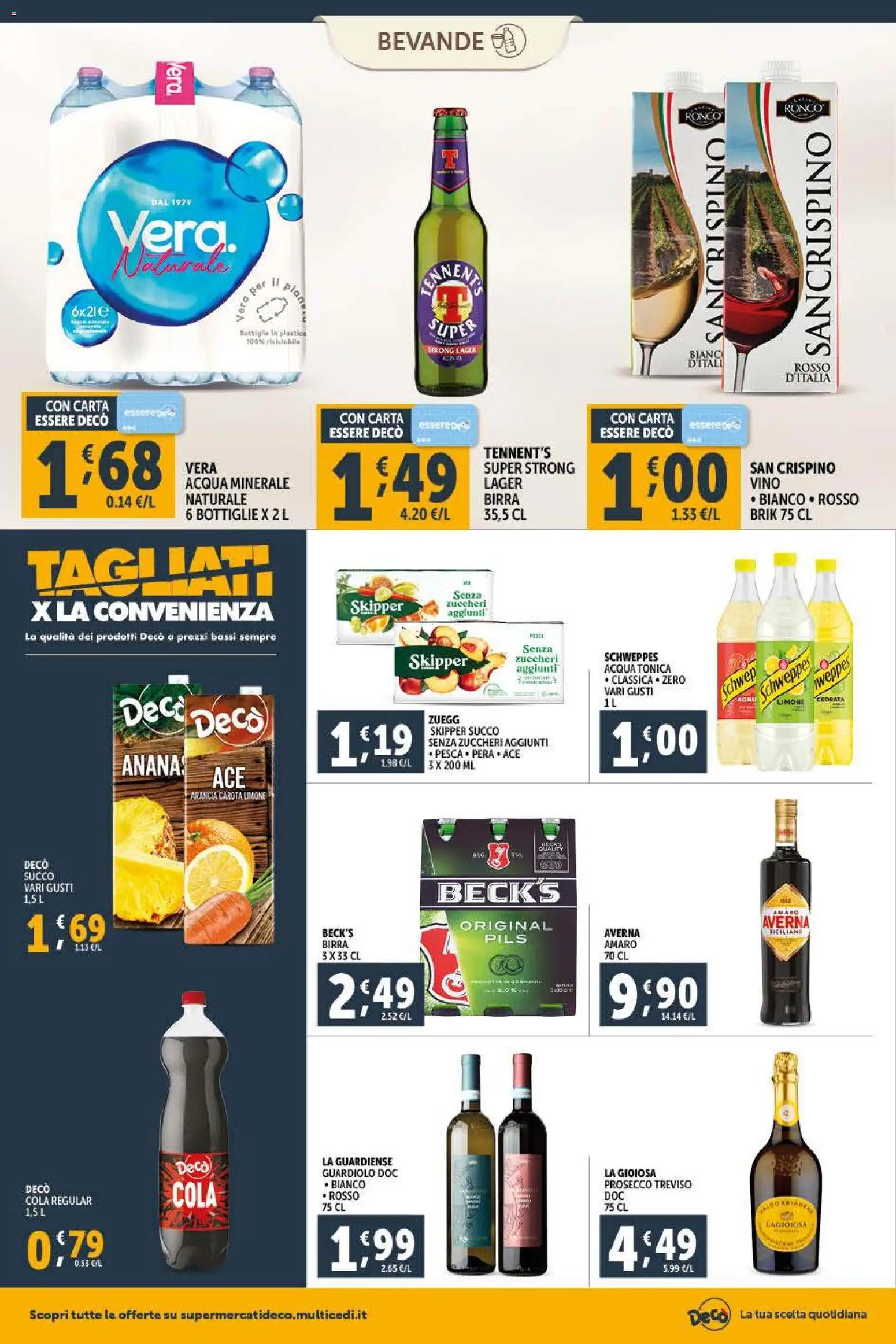 Volantino Decò del 09.01.2026 | Pagina: 10 | Prodotti: Birra, Prosecco, Acqua, Vino