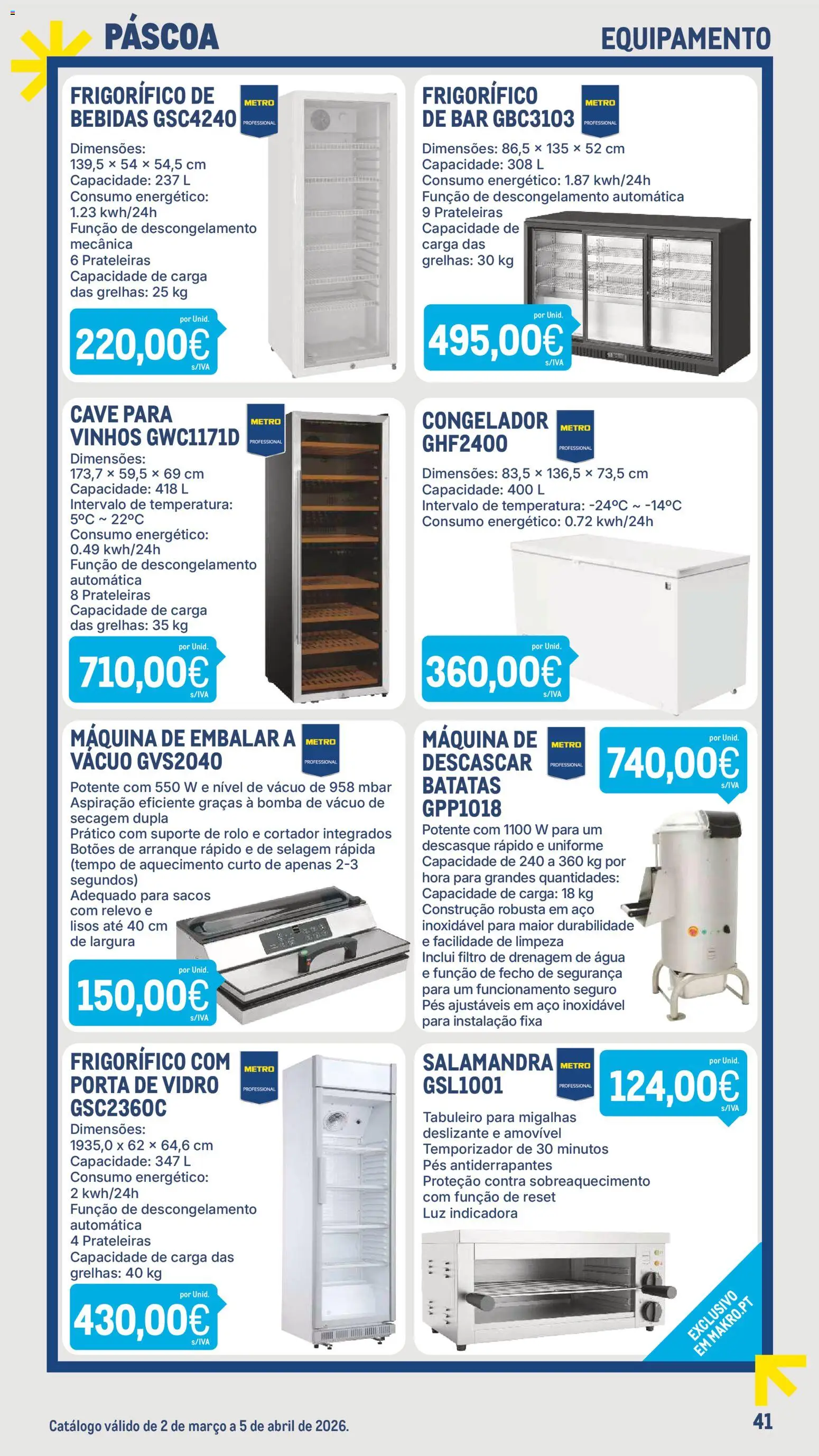 Makro - Especial Páscoa │ válido de 02.03.2026 | Página: 41 | Produtos: Agua, Cortador, Frigorífico, Congelador