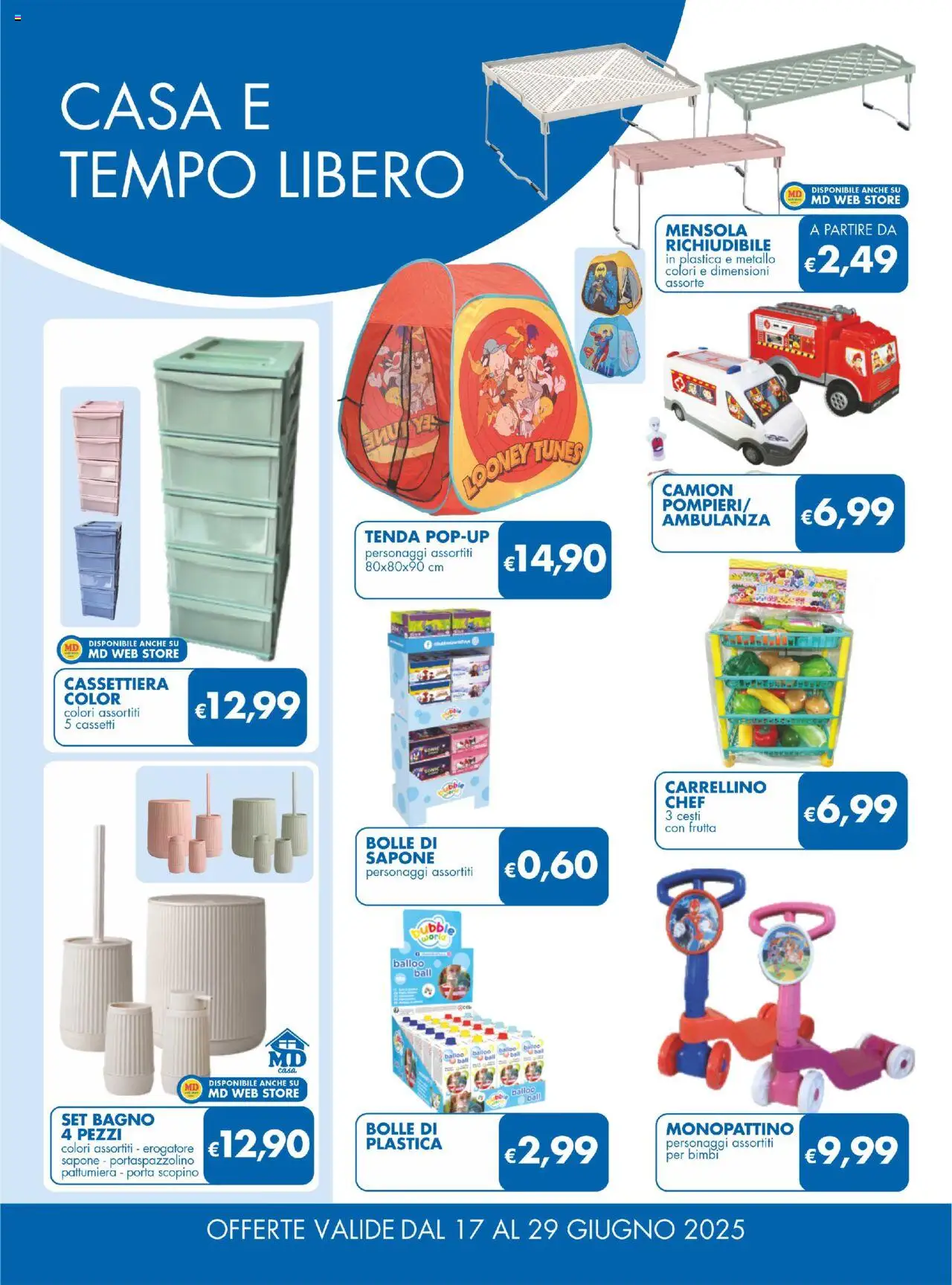 Volantino MD Discount del 17.06.2025 | Pagina: 28 | Prodotti: Scopino, Tenda, Frutta, Bagno
