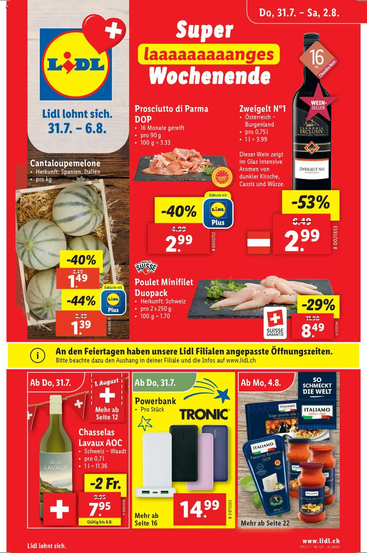 Lidl Aktionen ab 31.07.2025 | Seite: 1 | Produkte: Wein, Powerbank