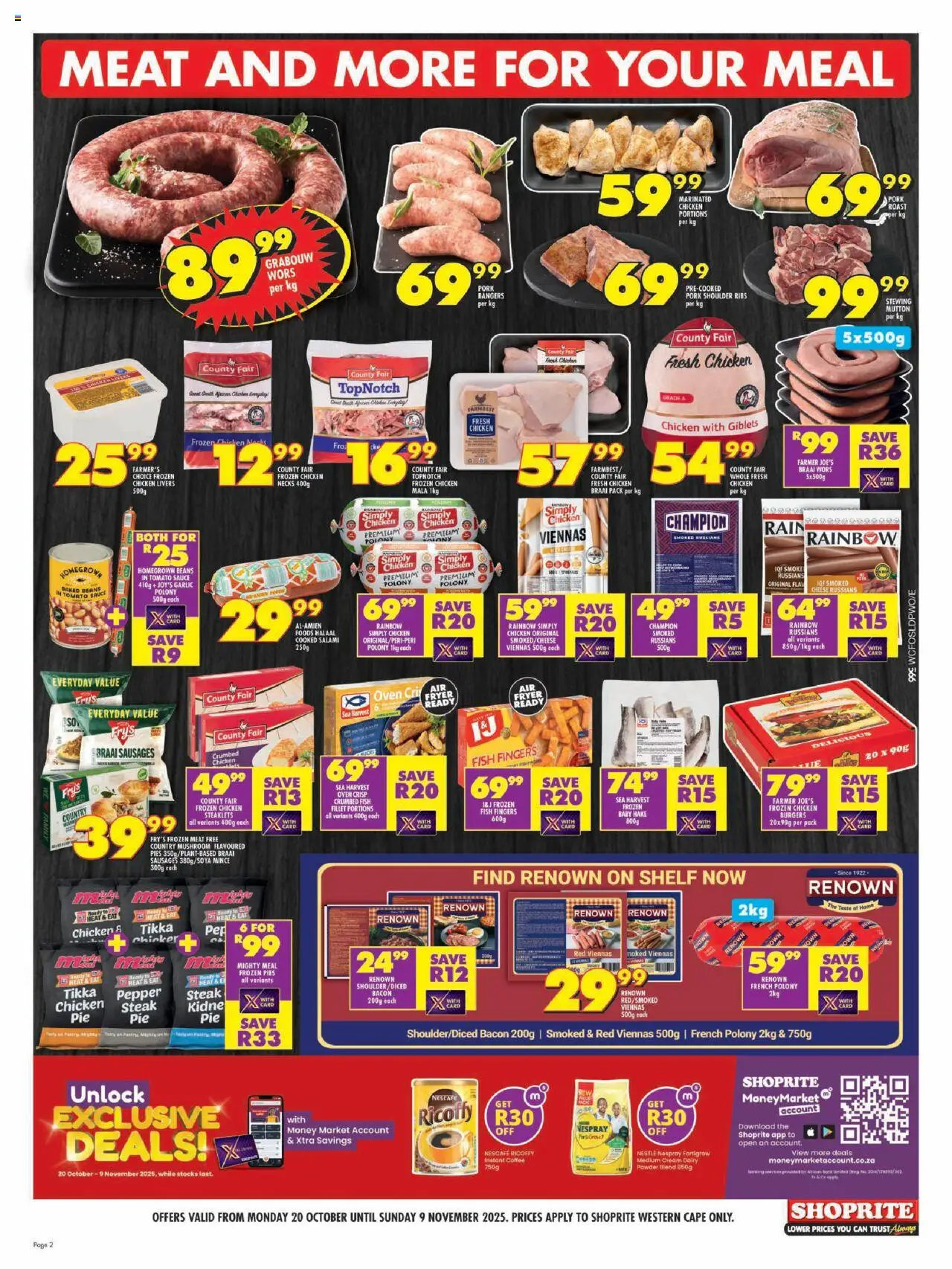 New Shoprite catalogue – valid from 20.10.2025 | Page: 2 | Products: Beans, Baked beans, Estuche organizador de viaje, Bacon