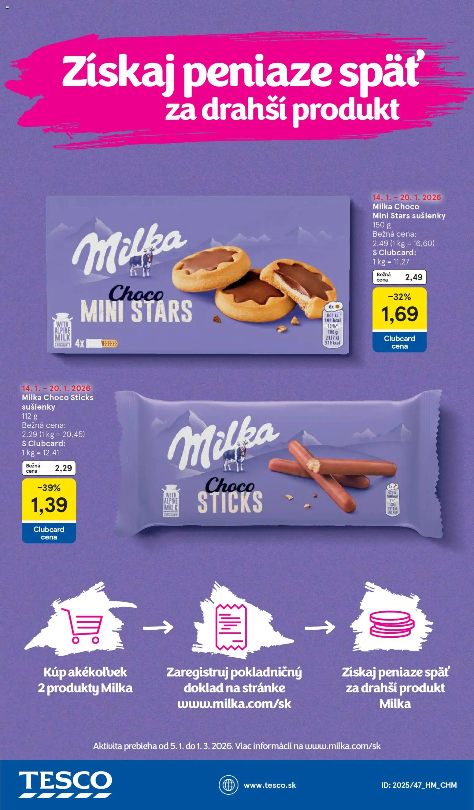 Nové Tesco akcie – leták je platný od 14.01.2026 | Strana: 42 | Produkty: Milka