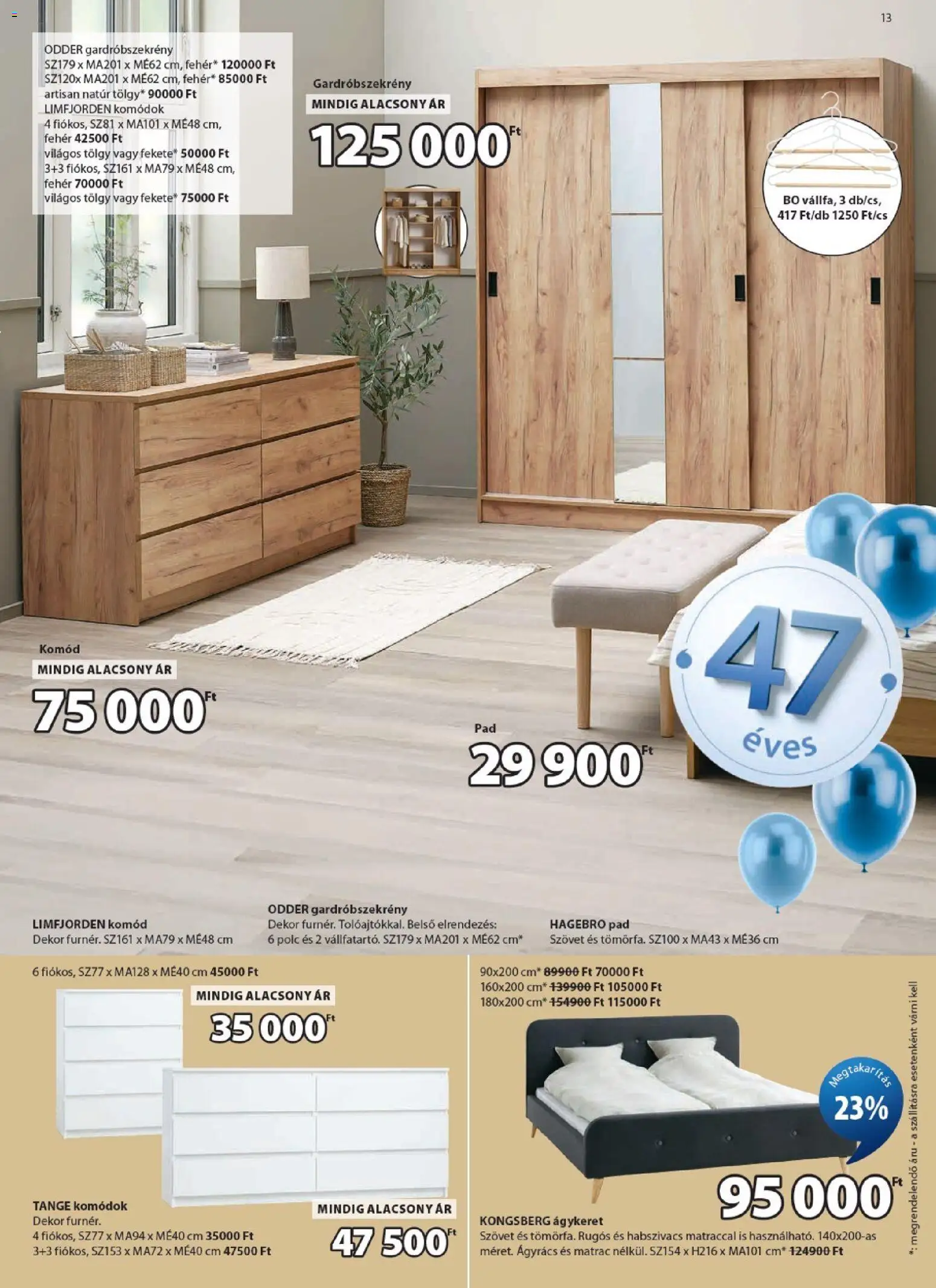 JYSK akciós ujság - amely érvényes a következő dátumtól: 29.04.2026 | Oldal: 13 | Termékek: Matrac, Komód, Ágyrács, Gardróbszekrény