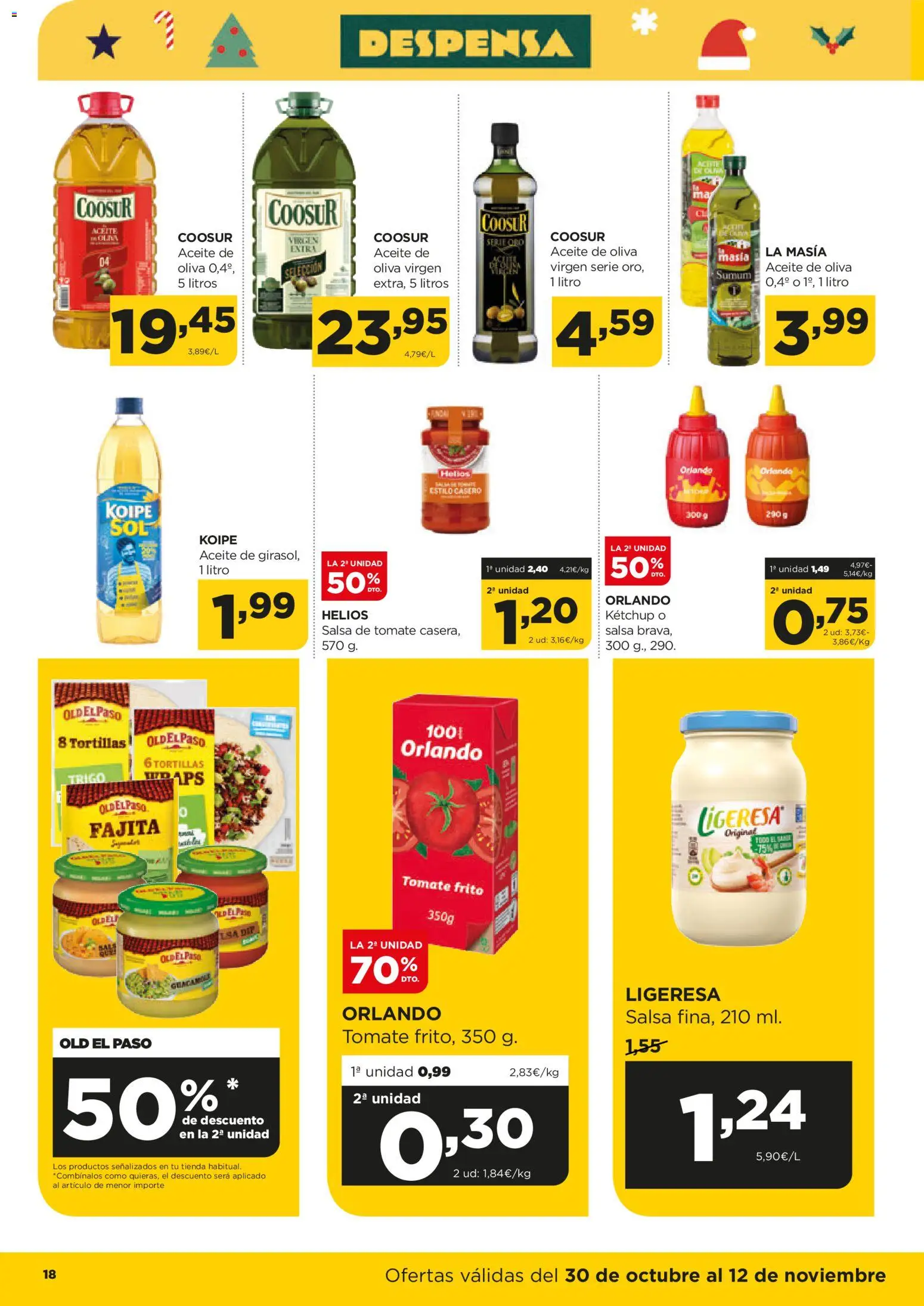Alimerka folleto Castilla y León │ válido desde el 30.10.2025 | Página: 18 | Productos: Aceite, Salsa de tomate, Aceite de oliva