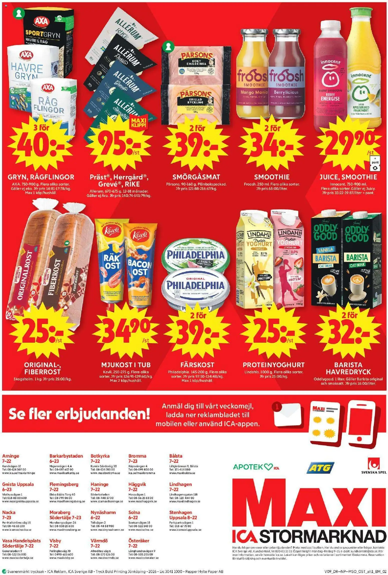 ICA Maxi reklamblad aktuell från 23.02.2026 | Sida: 18 | Produkter: Yoghurt, Papper, Mjukost, Apelsin