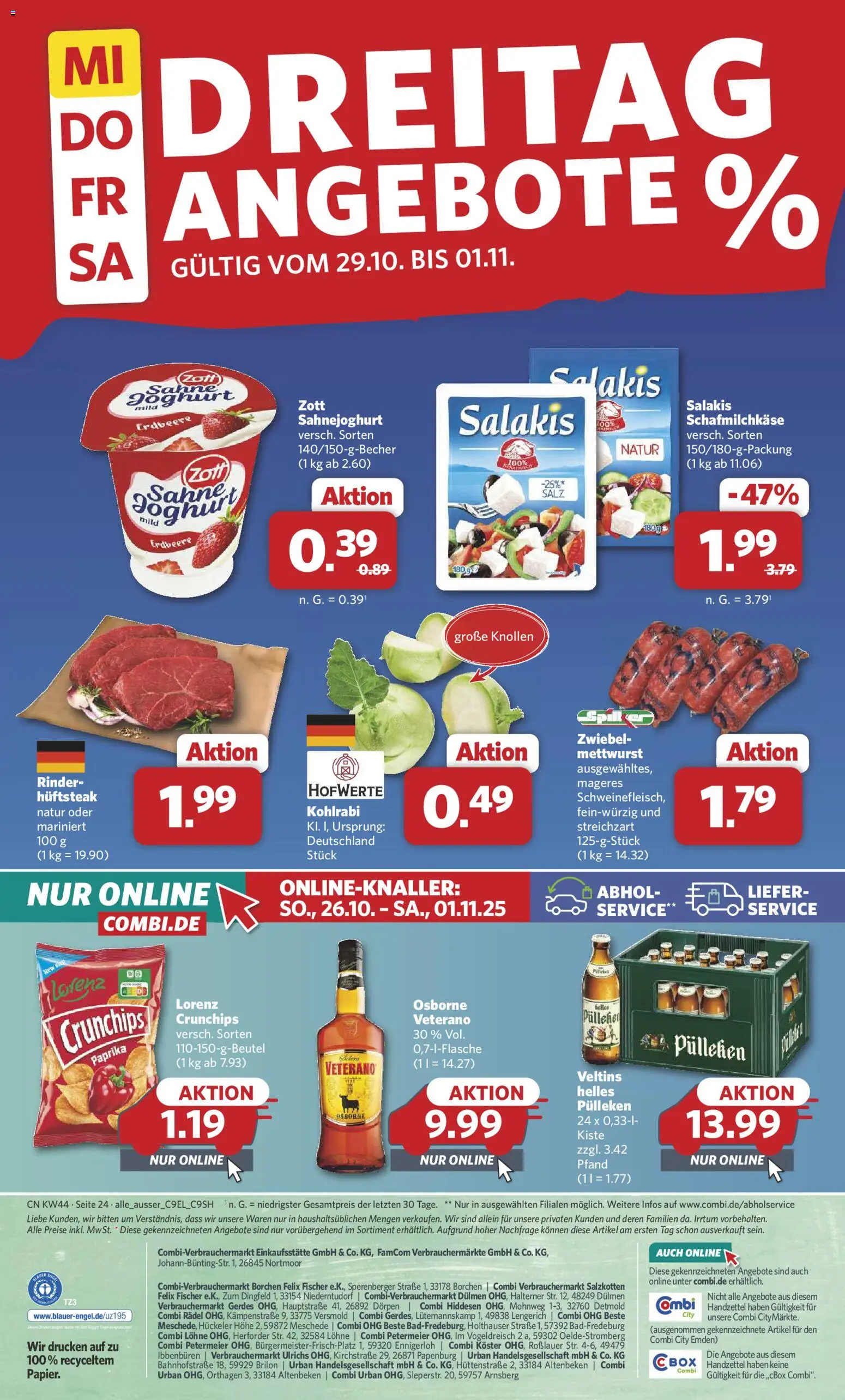 Combi Prospekt 	 – gültig ab 27.10.2025 | Seite: 26 | Produkte: Osborne, Joghurt, Paprika, Salakis