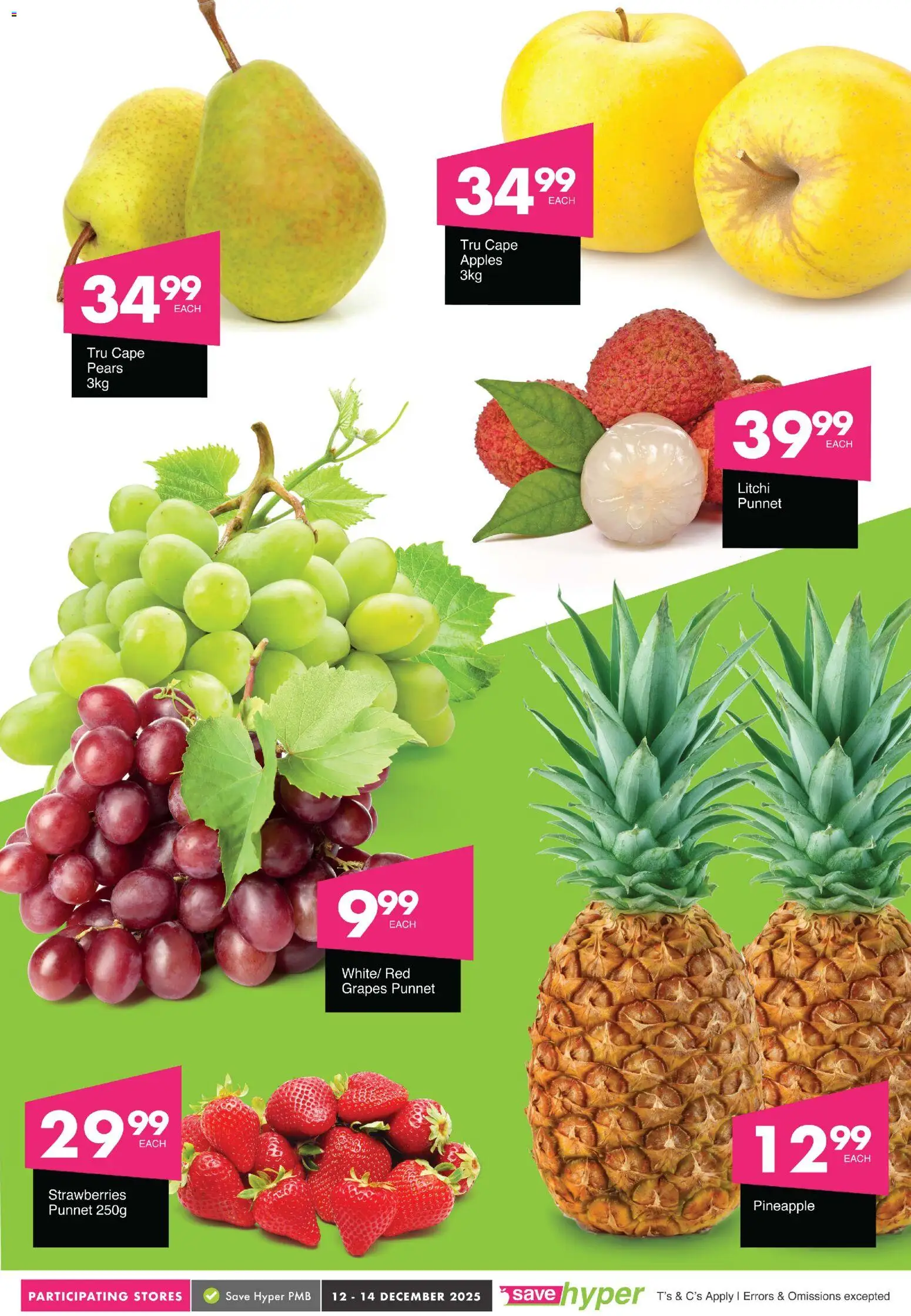 New Save catalogue – valid from 12.12.2025 | Page: 6 | Products: Pears, Pineapple, Strawberries, Grapes