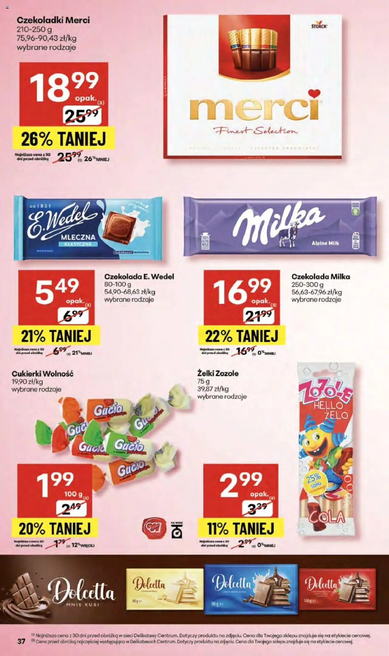 Delikatesy Centrum Gazetka od 11.09.2025 | Strona: 37 | Produkty: Merci, Milka, Żelki, Cukierki