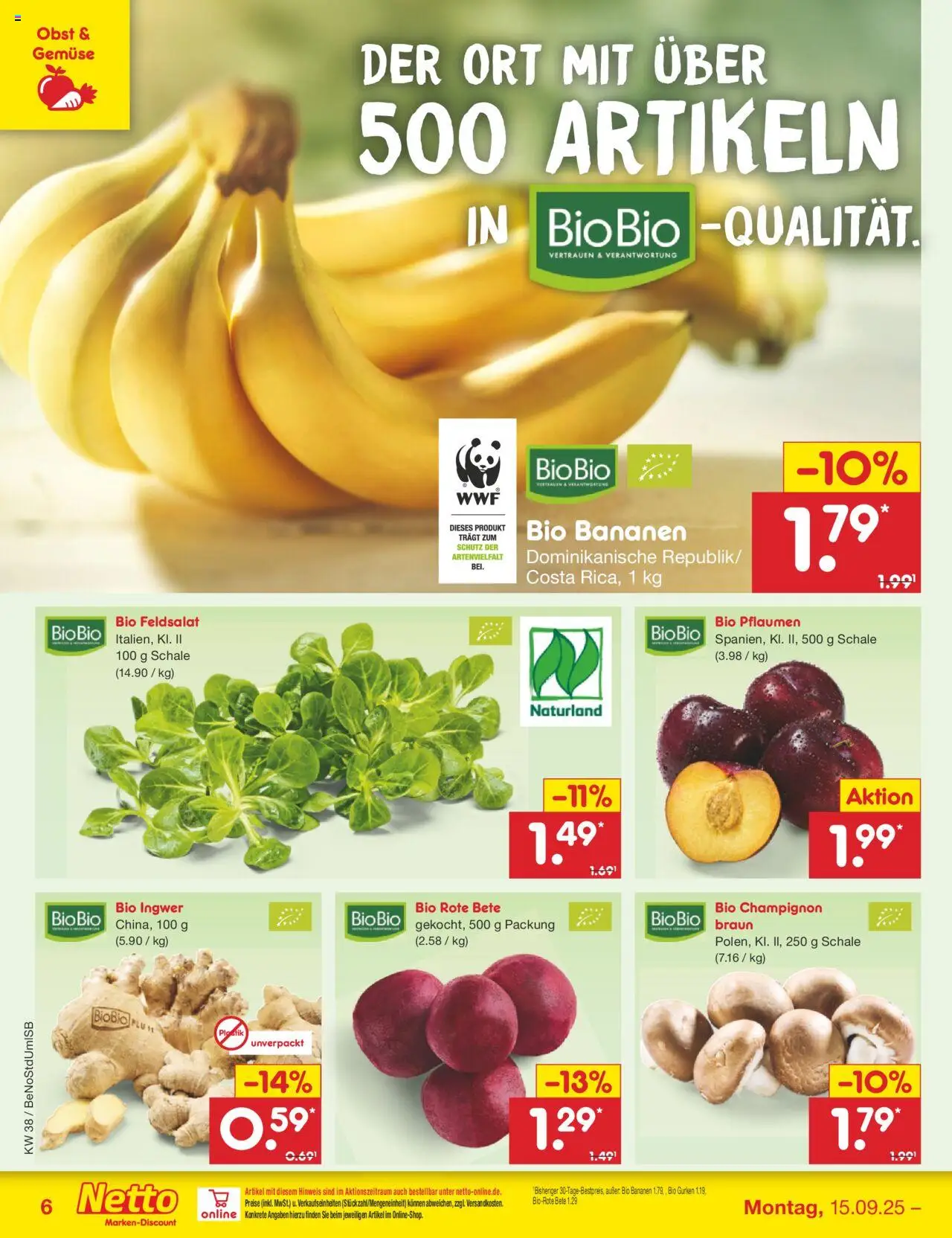 Netto Marken-Discount Prospekt 	 – gültig ab 15.09.2025 | Seite: 7 | Produkte: Bananen, Gemüse, Obst, Gurken