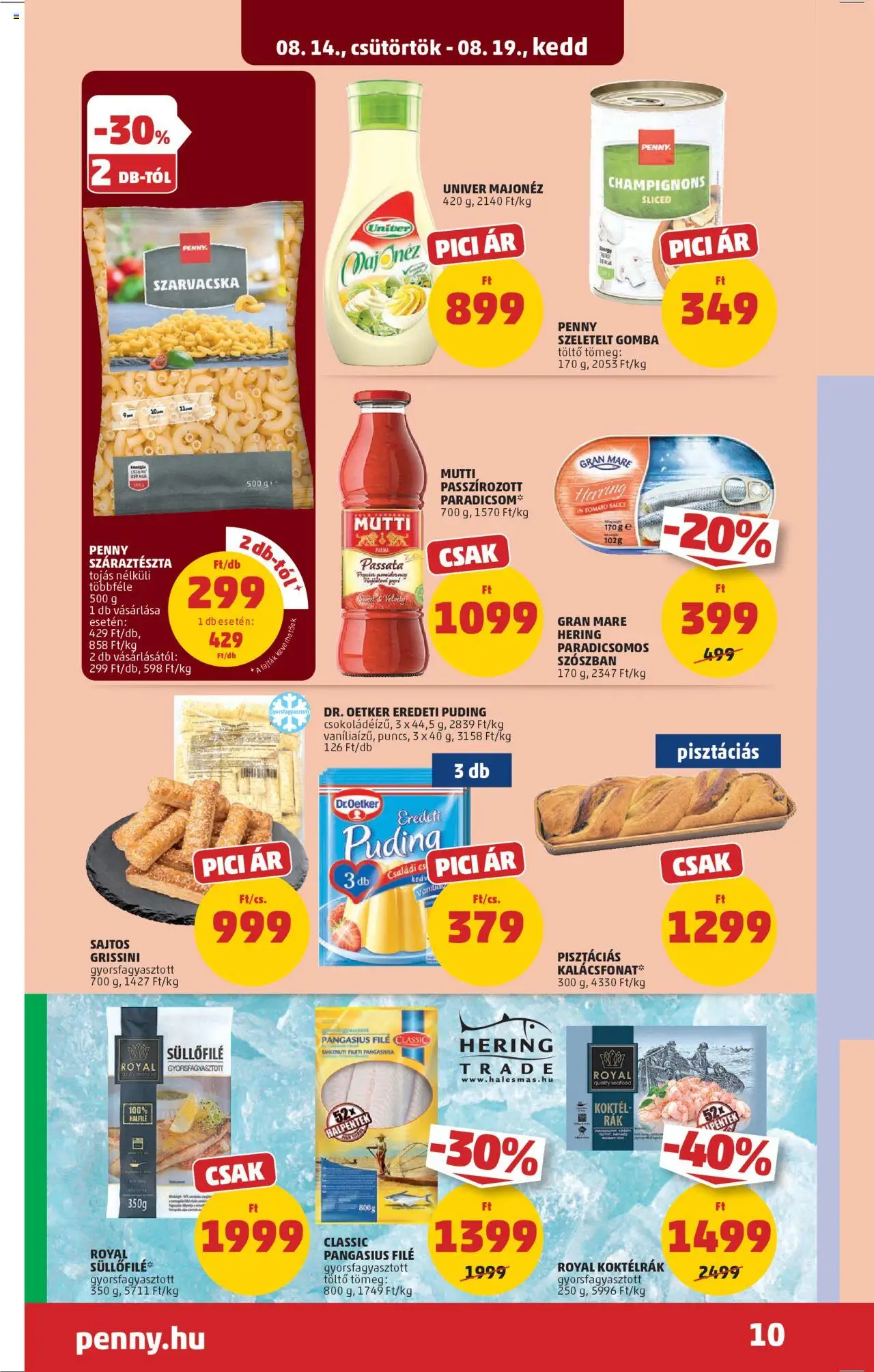 PENNY akciós ujság - amely érvényes a következő dátumtól: 14.08.2025 | Oldal: 14 | Termékek: Töltő, Grissini, Paradicsom, Száraztészta