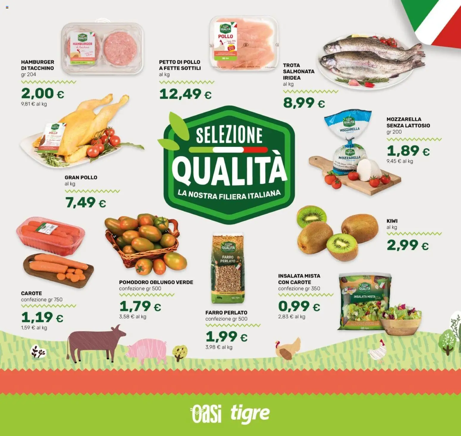 Volantino Oasi del 23.04.2026 | Pagina: 2 | Prodotti: Trota, Tacchino, Mozzarella, Pomodoro