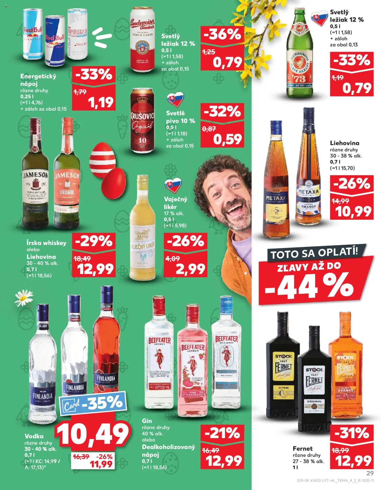 Kaufland SK akciós ujság - amely érvényes a következő dátumtól: 19.03.2026 | Oldal: 29 | Termékek: Metaxa, Whiskey, Krusovice, Vodka