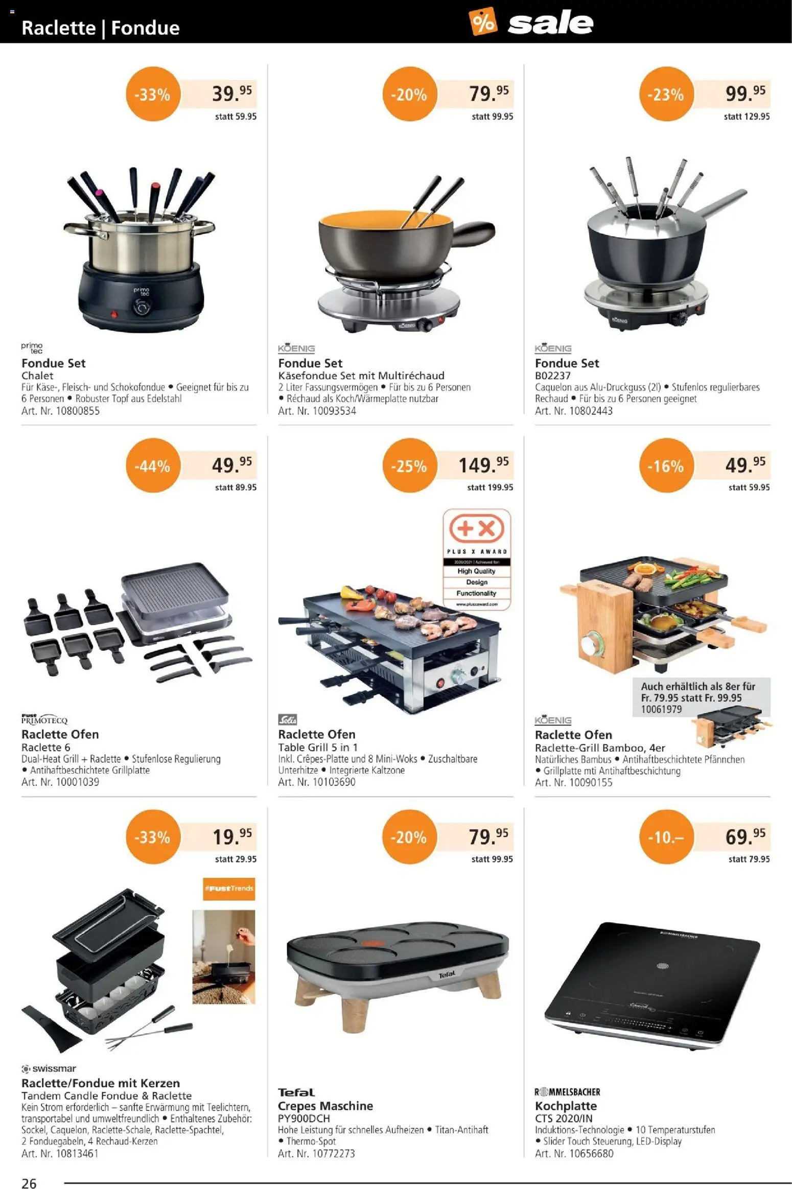 Fust Aktionen – gültig ab 25.12.2025 | Seite: 26 | Produkte: Raclette, Kochplatte, Fondue, Grill
