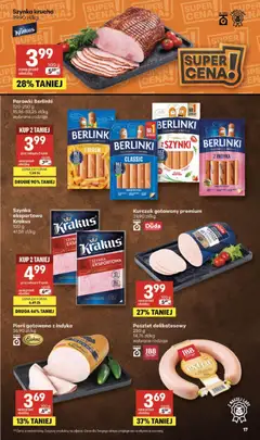 Pogląd oferty "Delikatesy Centrum gazetka" - ważna od 26.03.2026 | Strona: 17 | Produkty: Parówki berlinki, Kurczak, Parówki, Szynka