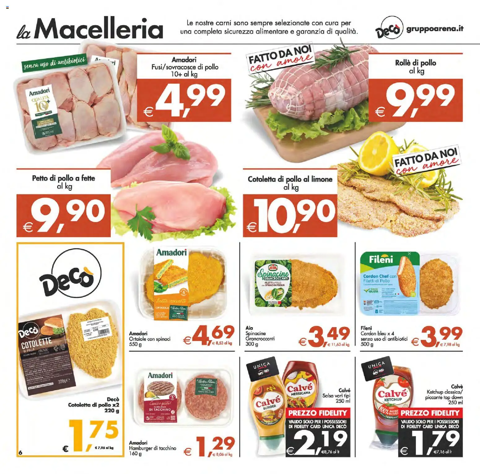 Volantino Decò del 24.10.2025 | Pagina: 6 | Prodotti: Pollo, Ketchup, Top, Spinaci