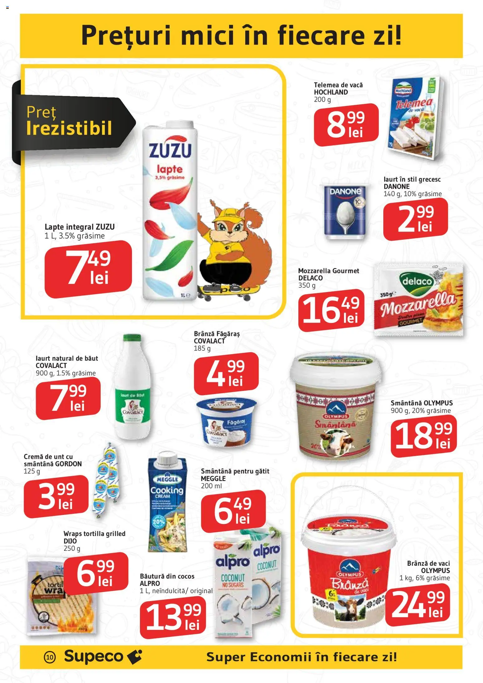 Noul catalog Supeco – valabil de la 19.03.2026 | Pagină: 10 | Produse: Mozzarella, Unt, Brânză, Cremă