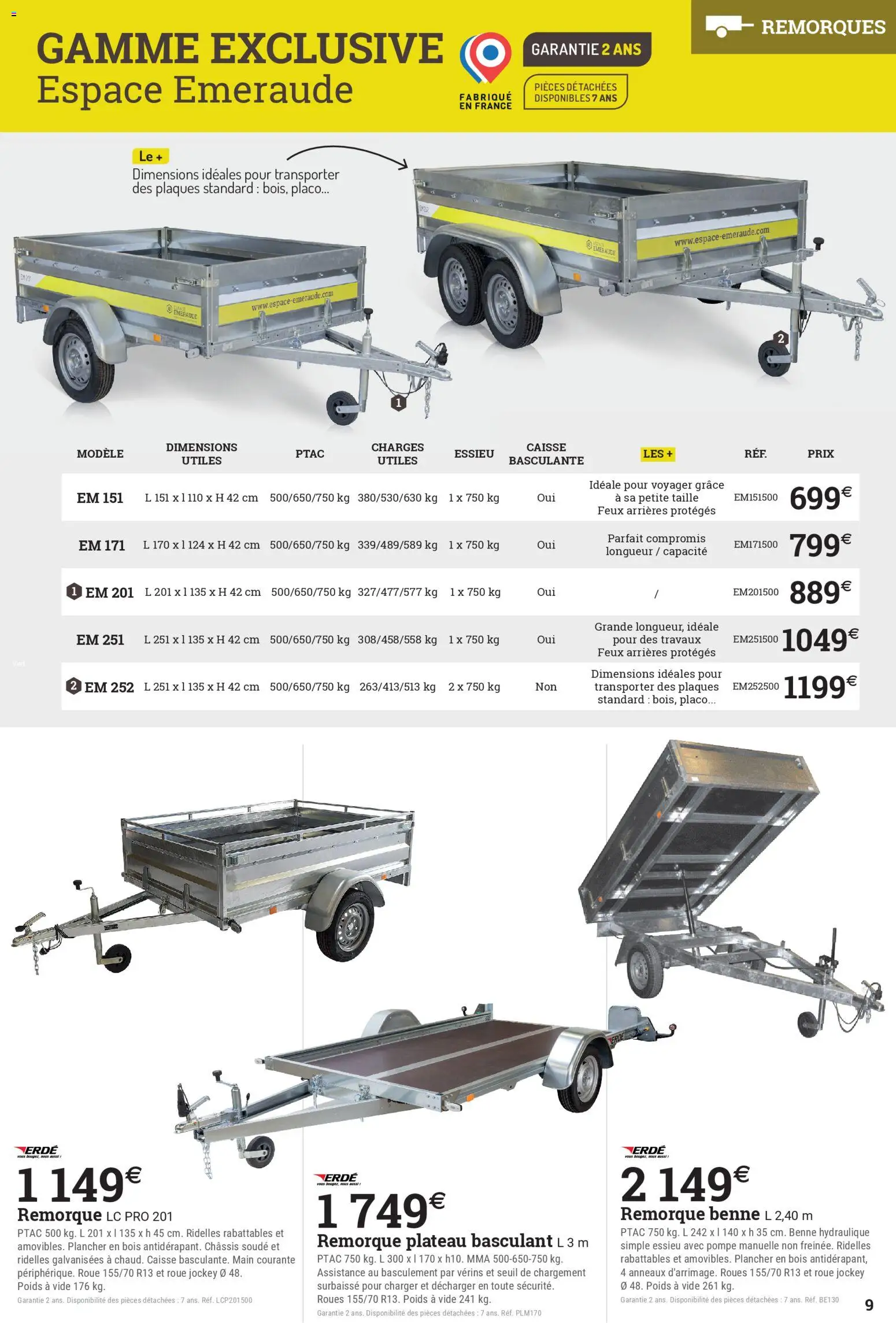 {H1} | Page: 9 | Produits: Plateau, Poids, Remorque, Roue jockey