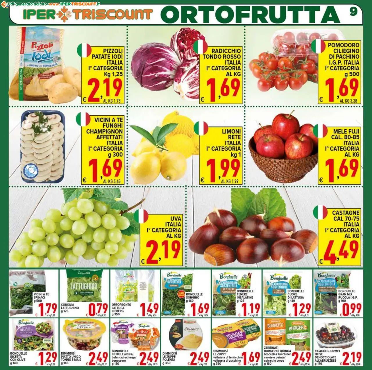 Volantino Ipertriscount del 17.10.2025 | Pagina: 9 | Prodotti: Olive, Piatto, Lattuga, Quinoa