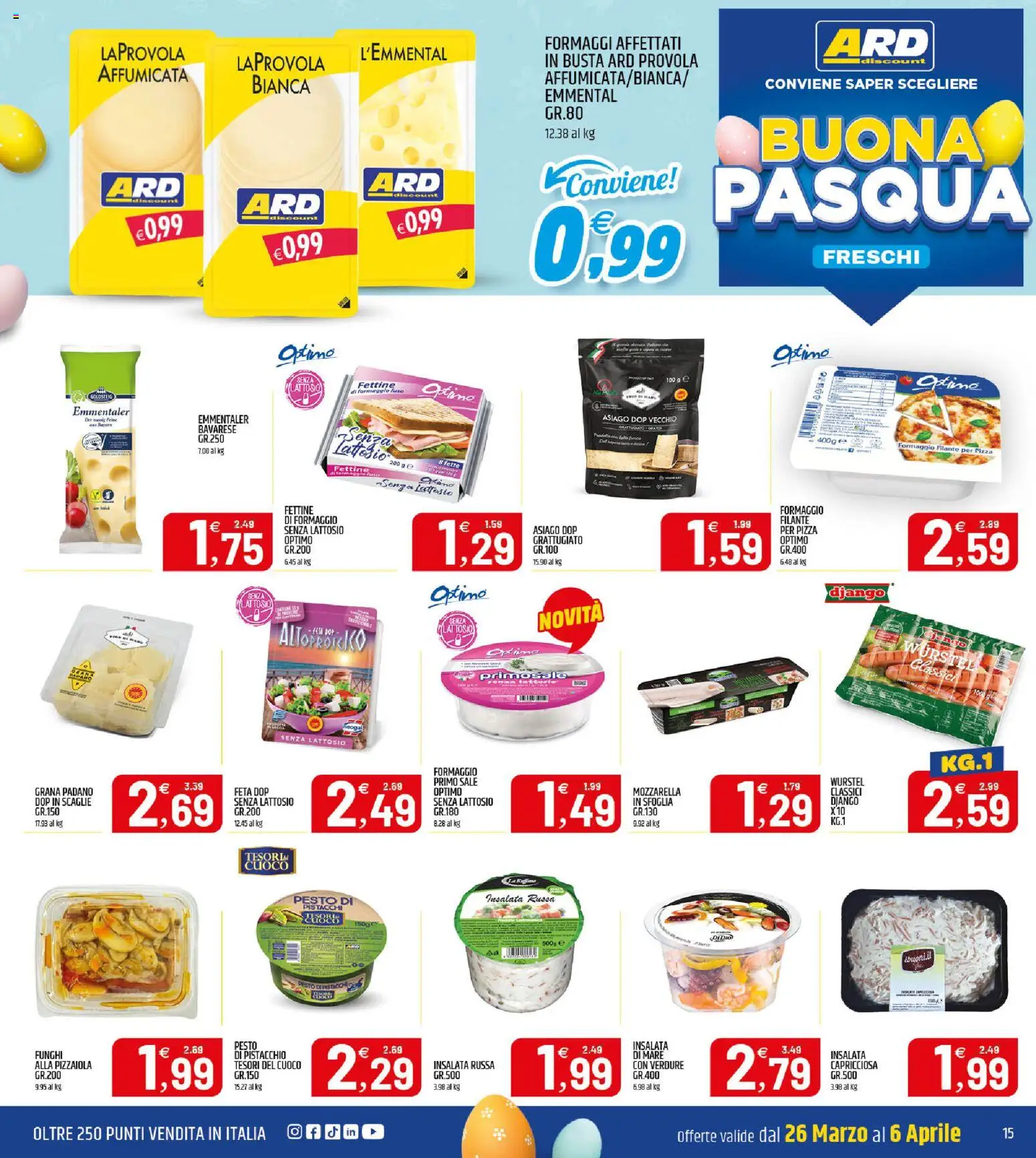 Volantino ARD Discount del 26.03.2026 | Pagina: 15 | Prodotti: Insalata, Wurstel, Grana Padano, Emmental