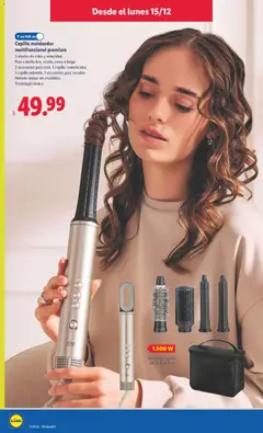 Vista previa Cepillo moldeador multifuncional premium, 3 niveles de calor y velocidad. Para cabello liso, rizado, corto o largo. 2 accesorios para rizar, 1 cepillo semicircular, 1 cepillo redondo, 1 accesorios para secador. Potente motor sin escobillas. Tecnología iónica. válido desde el 15.12.2025 | Página: 6 | Productos: Cepillo, Cepillo moldeador