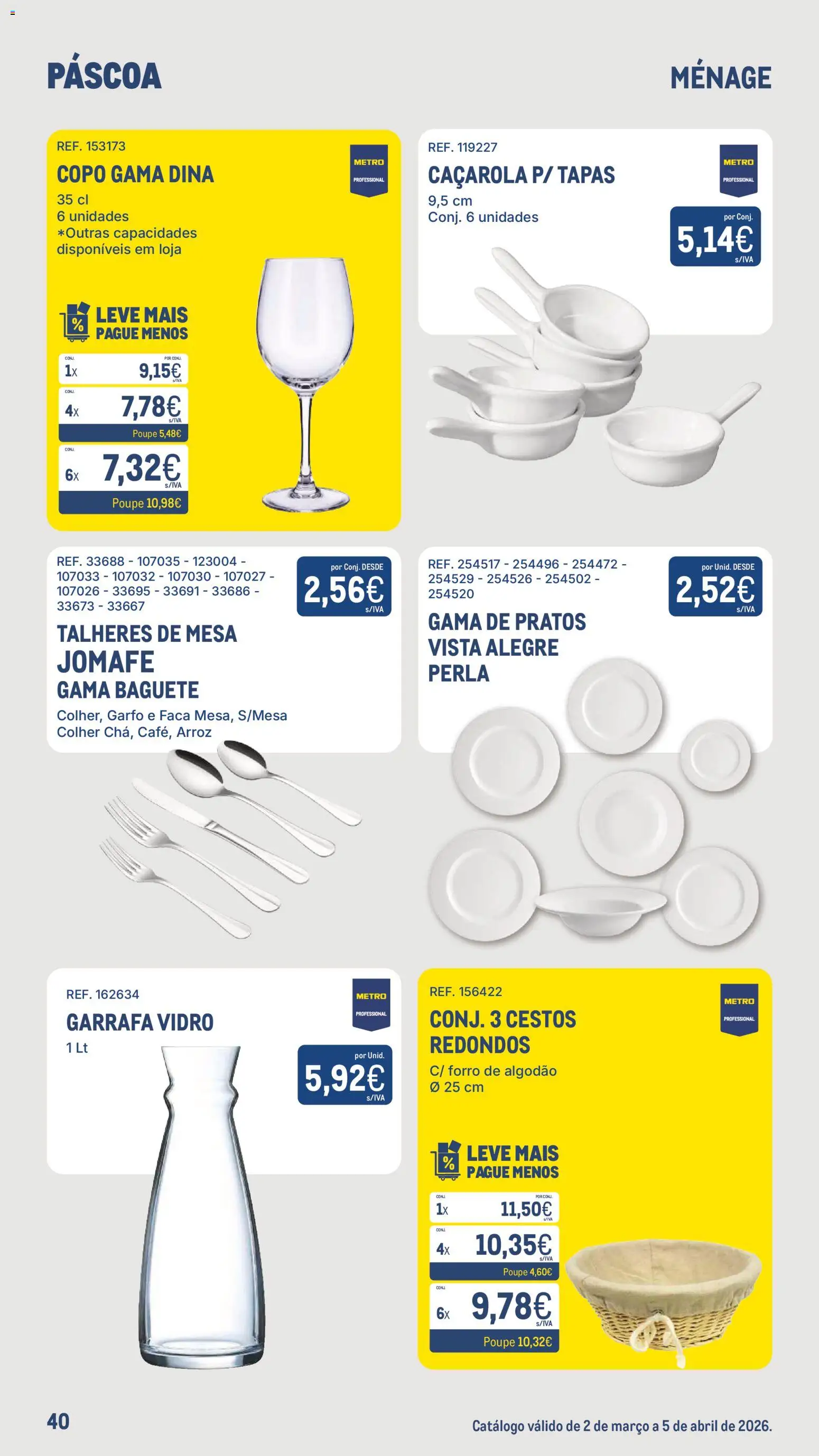 Makro - Especial Páscoa │ válido de 02.03.2026 | Página: 40 | Produtos: Pratos, Algodão, Mesa, Arroz