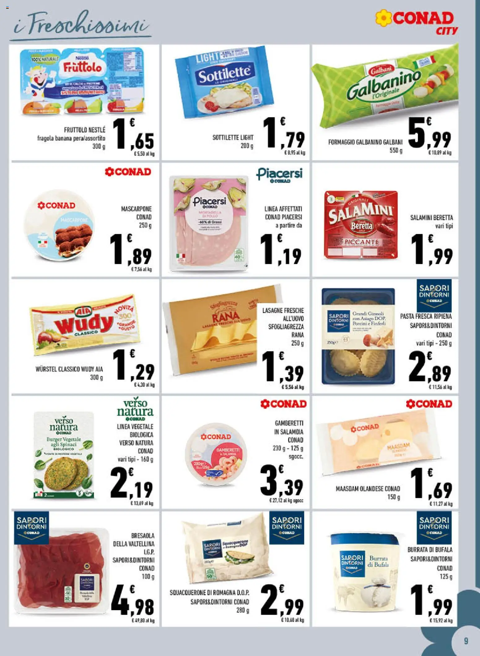 Volantino Conad del 01.12.2025 | Pagina: 9 | Prodotti: Formaggio, Lasagna, Mascarpone, Burrata