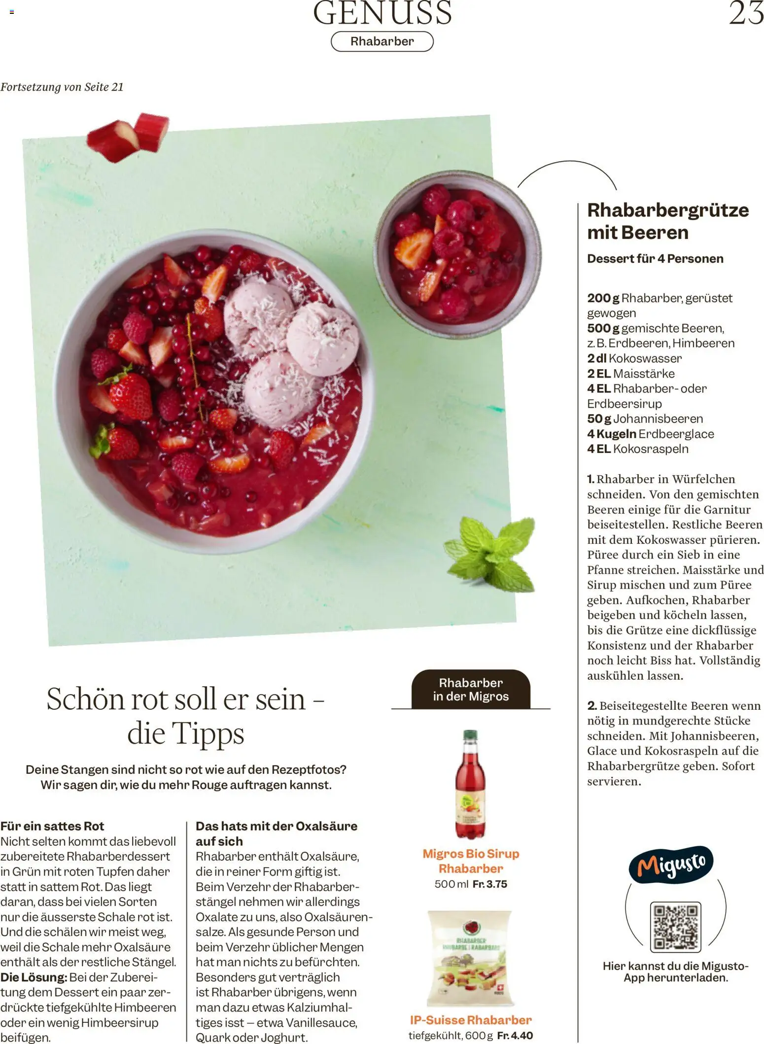 Migros aktionen – gültig ab 22.04.2026 | Seite: 23 | Produkte: Quark, Glace, Sirup, Rouge