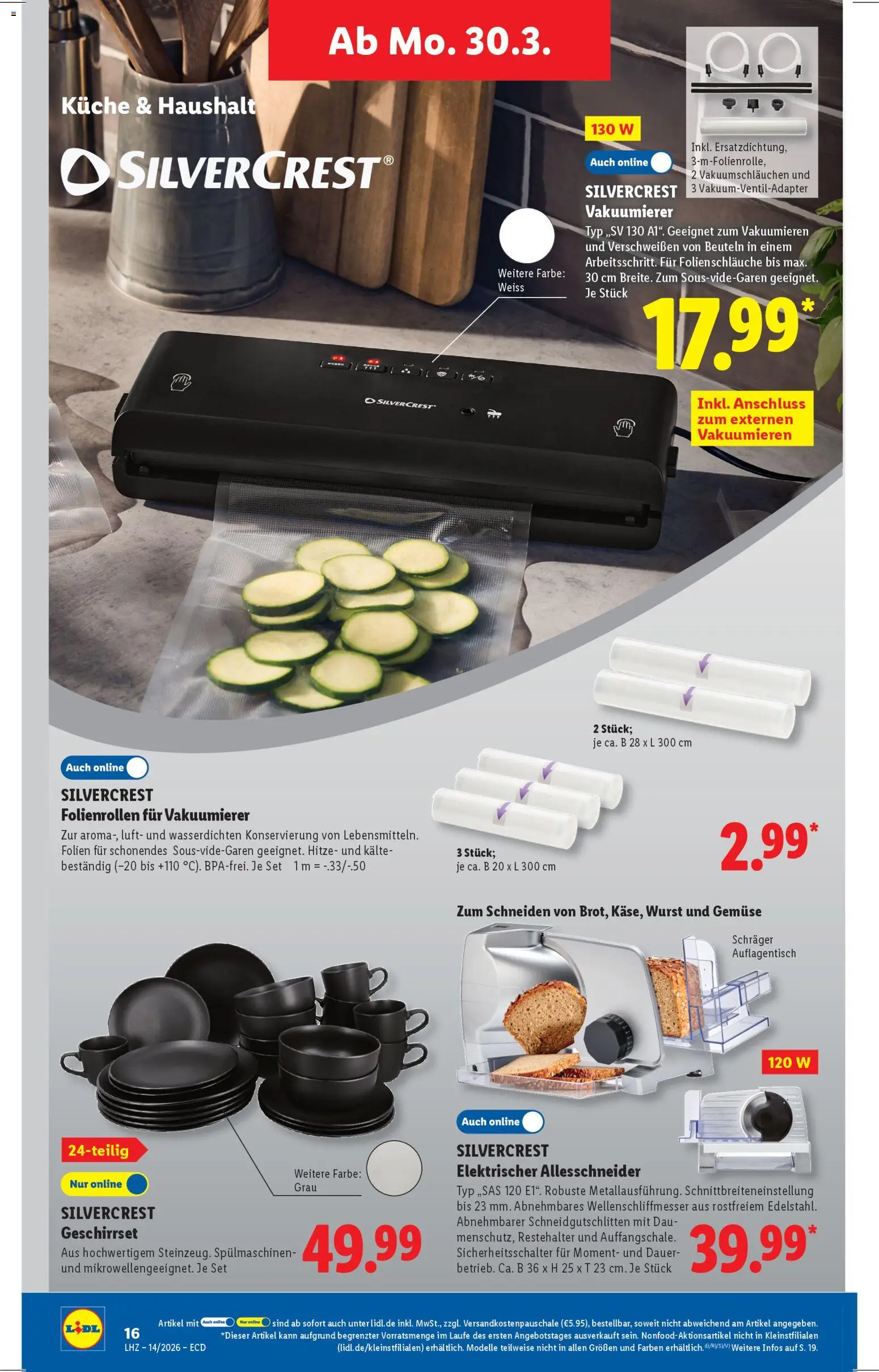 Lidl Prospekt – gültig ab 30.03.2026 | Seite: 6 | Produkte: Vakuumierer, Küche, Gemüse, Wurst