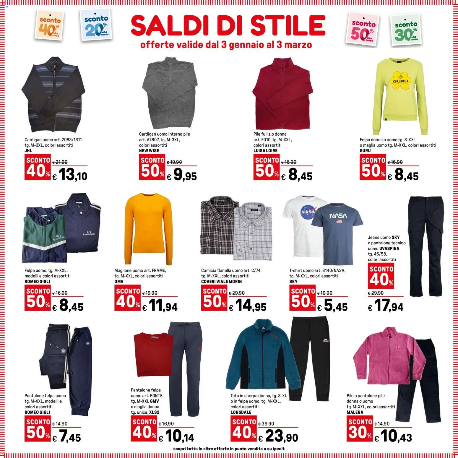 Volantino Iper del 07.01.2026 | Pagina: 42 | Prodotti: Camicia, Felpa, Cardigan, Jeans