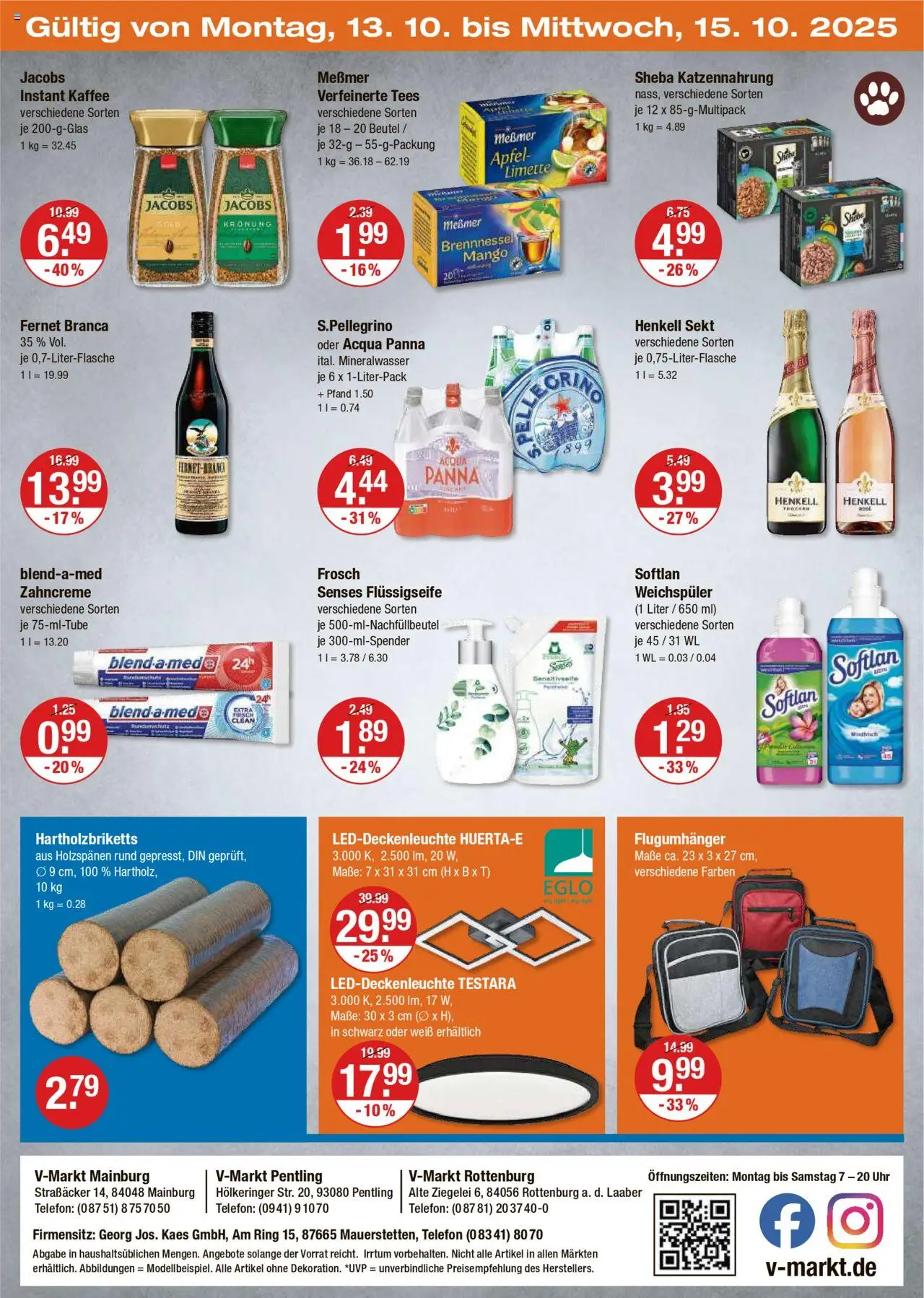 V-Markt - Hallertau / Oberpfalz – gültig ab 09.10.2025 | Seite: 20 | Produkte: Kaffee, Äpfel, Mango, Uhr