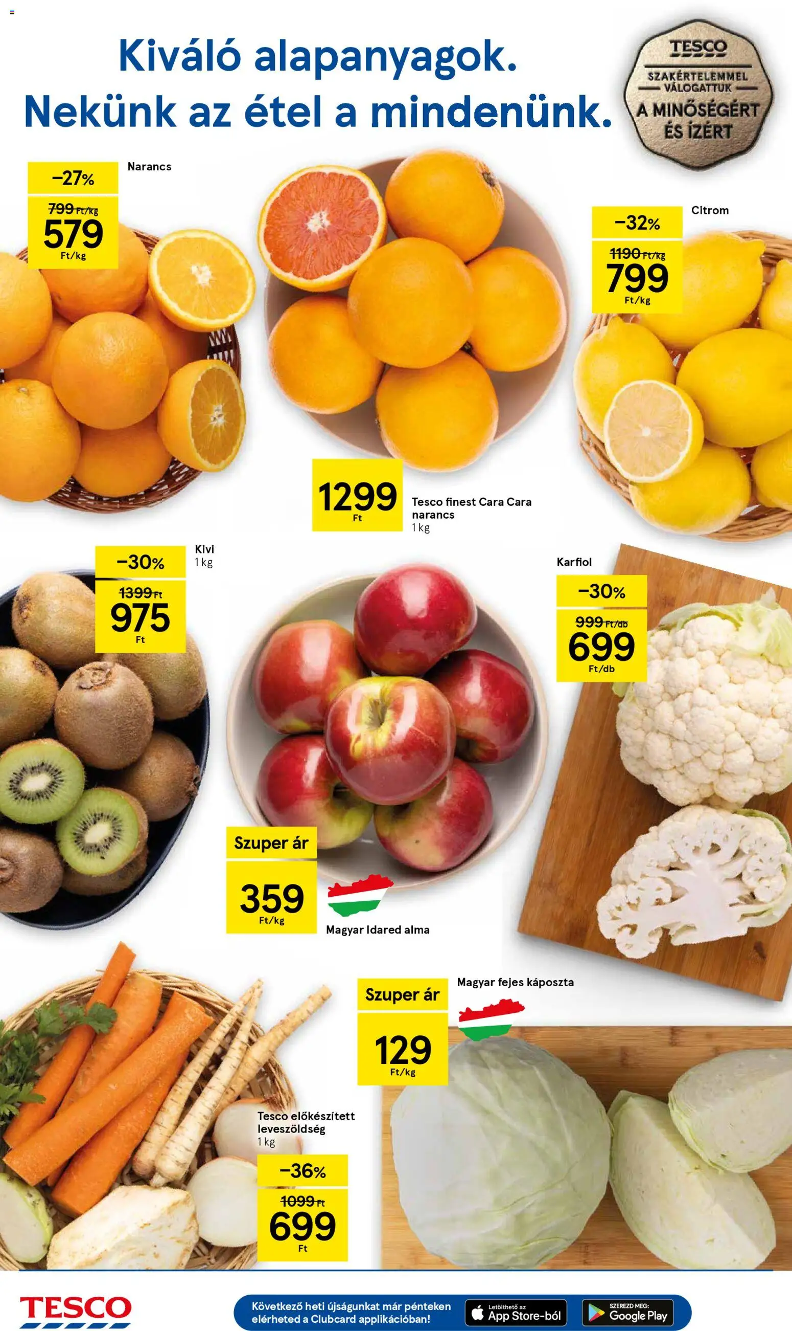 Tesco akciós ujság - amely érvényes a következő dátumtól: 18.12.2025 | Oldal: 2 | Termékek: Káposzta, Karfiol, Alma, Citrom