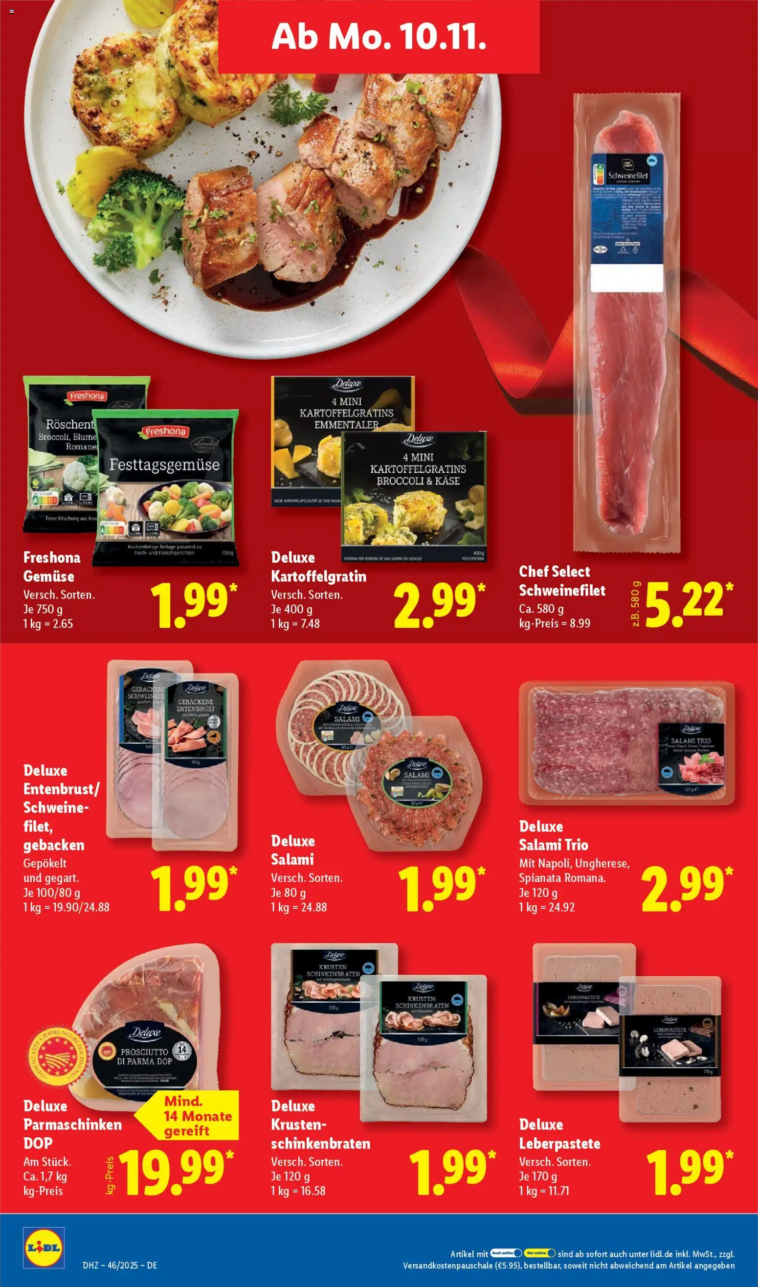 Lidl - Prospekt – gültig ab 10.11.2025 | Seite: 8 | Produkte: Käse, Schweinefilet, Fisch, Salami